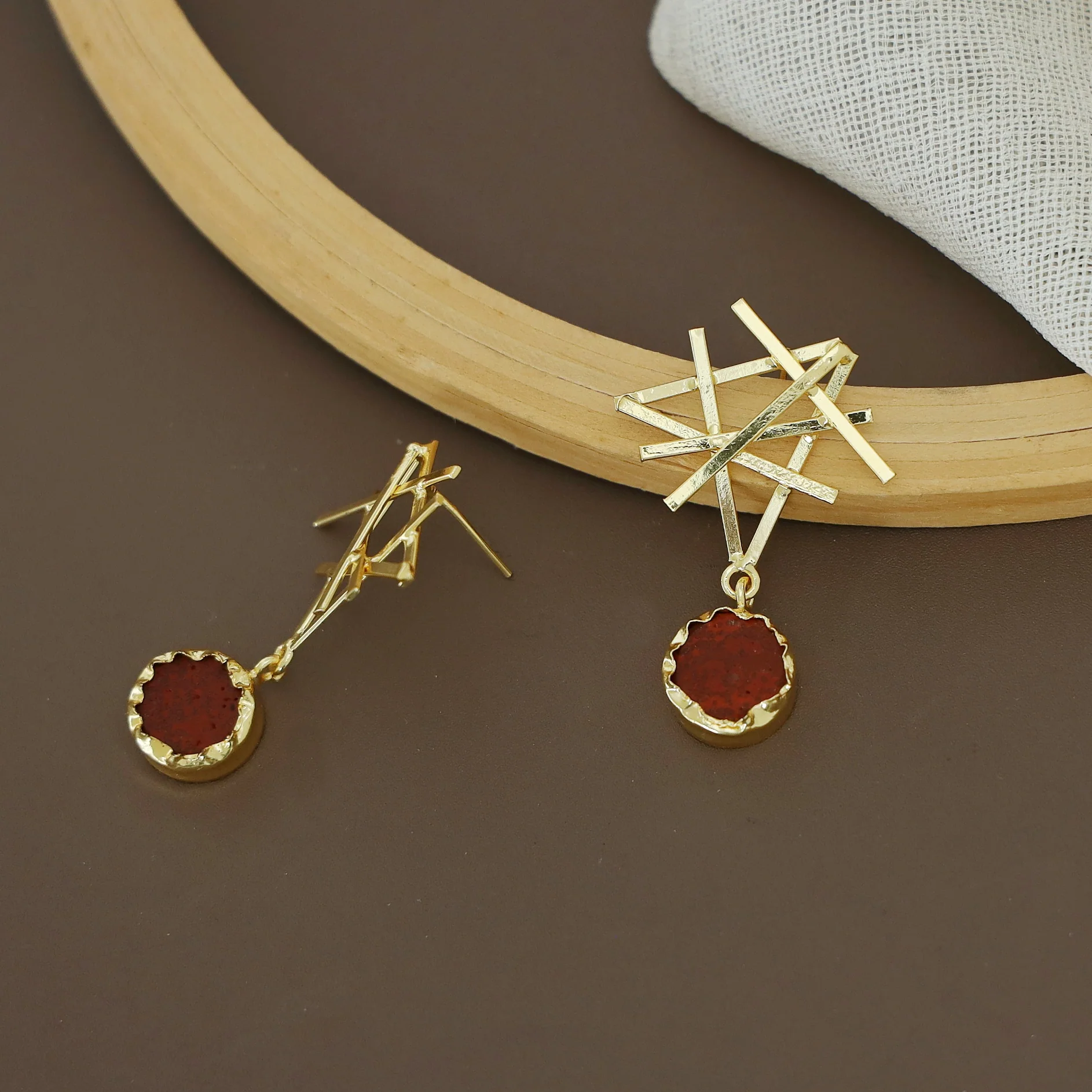 Jeeval Golden Stick Raw Stone Earring - Image 12