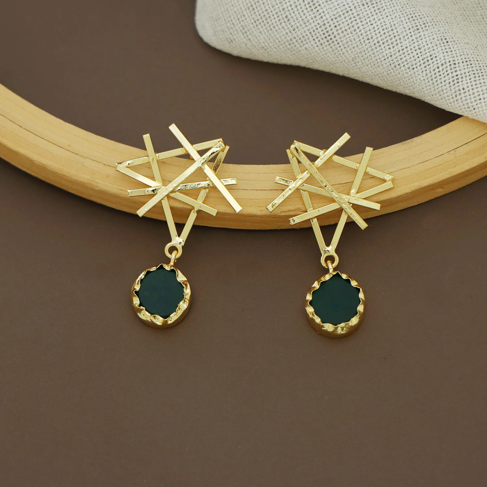 Jeeval Golden Stick Raw Stone Earring - Image 4