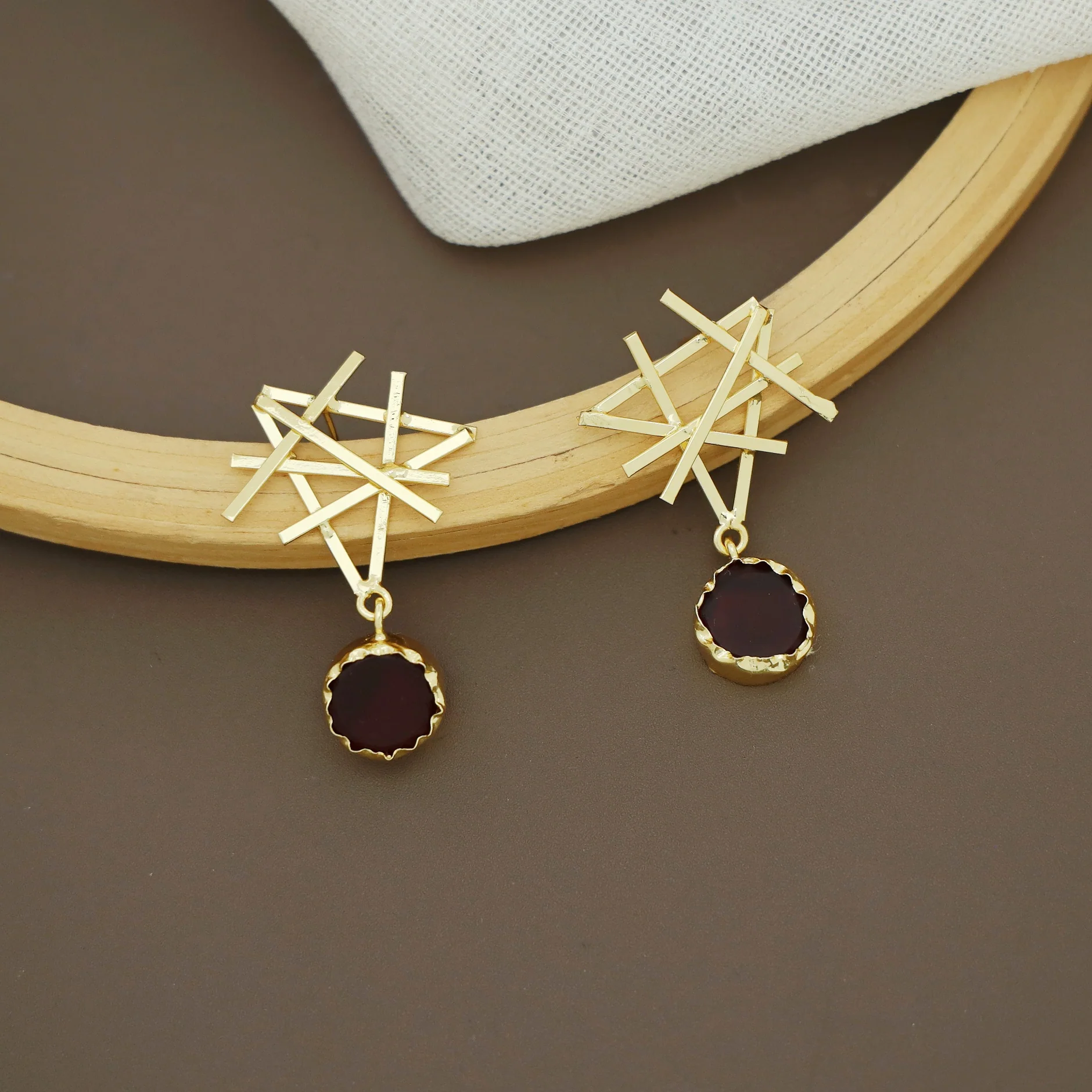 Jeeval Golden Stick Raw Stone Earring - Image 5