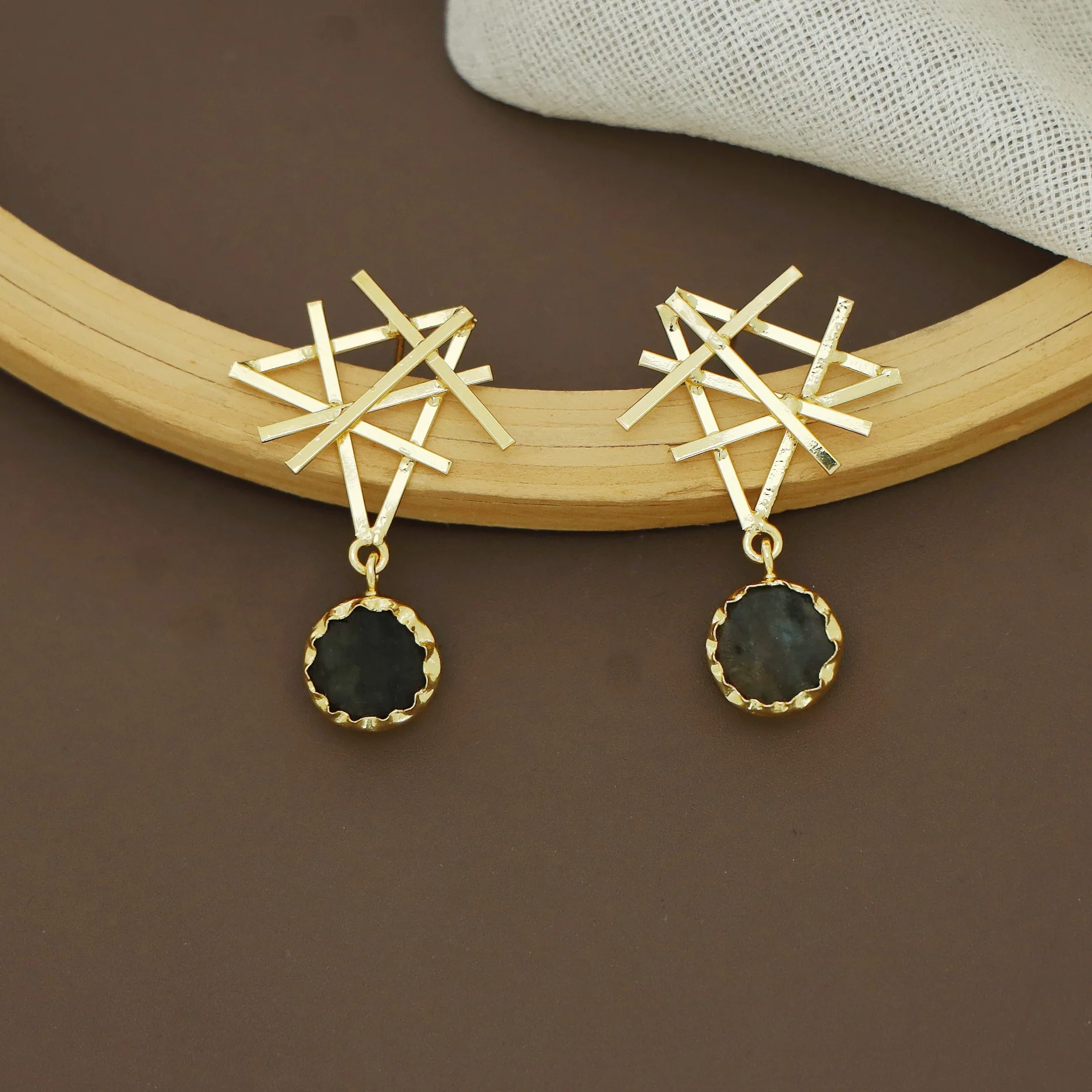 Jeeval Golden Stick Raw Stone Earring - Image 6