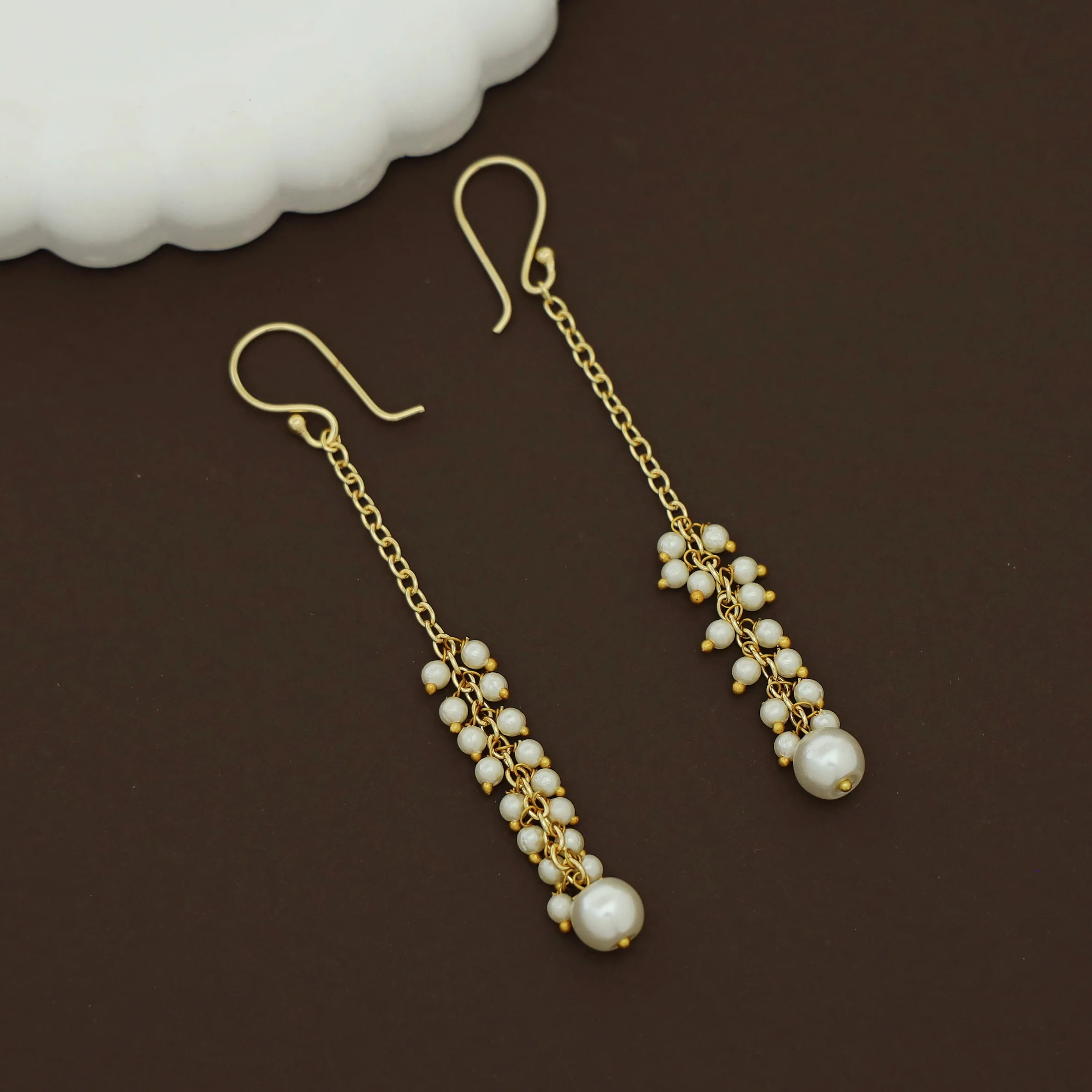 Jewel Golden Chainy Cluster Pearl Drop - Image 4