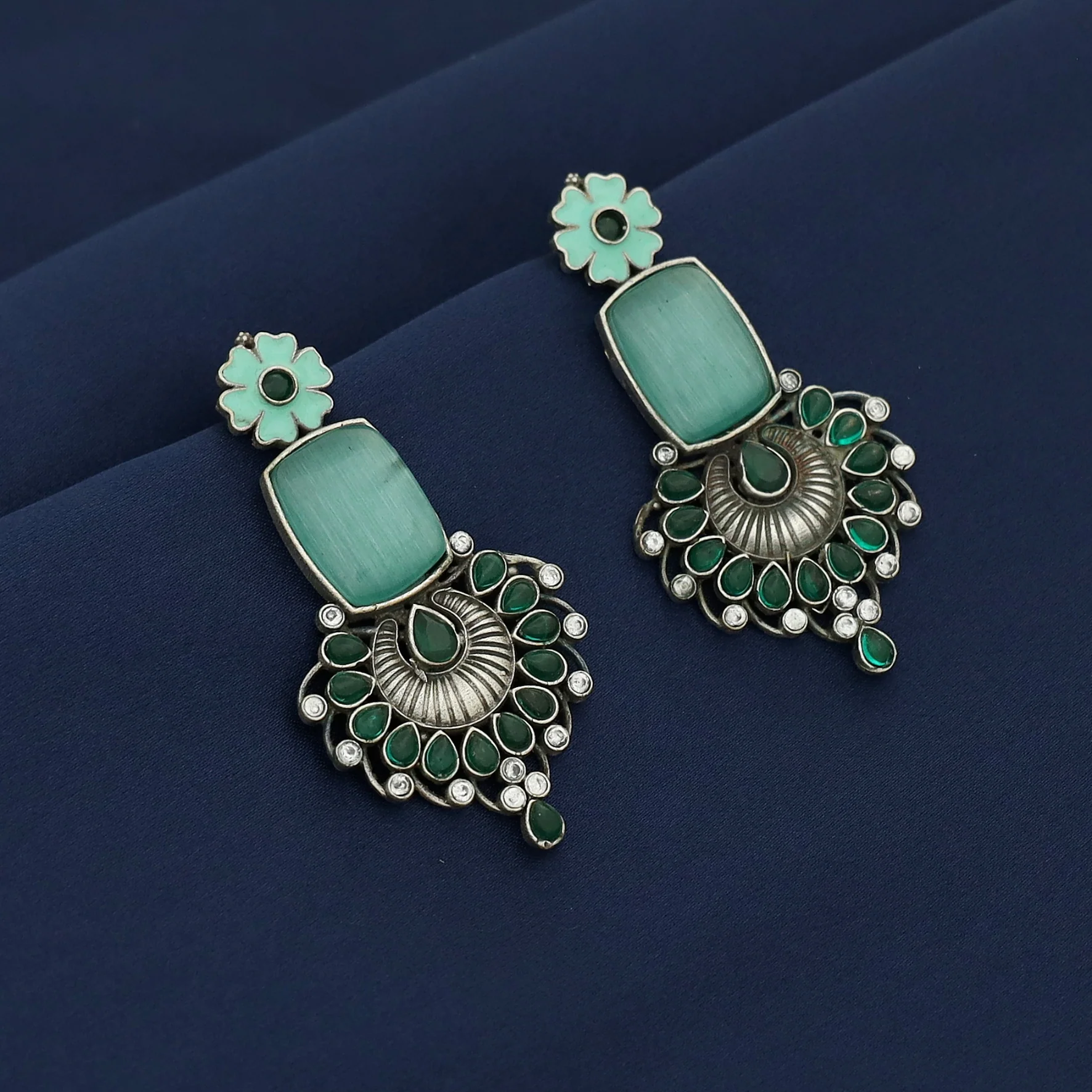 Jezebel Floral Rectangle Earring - Image 5