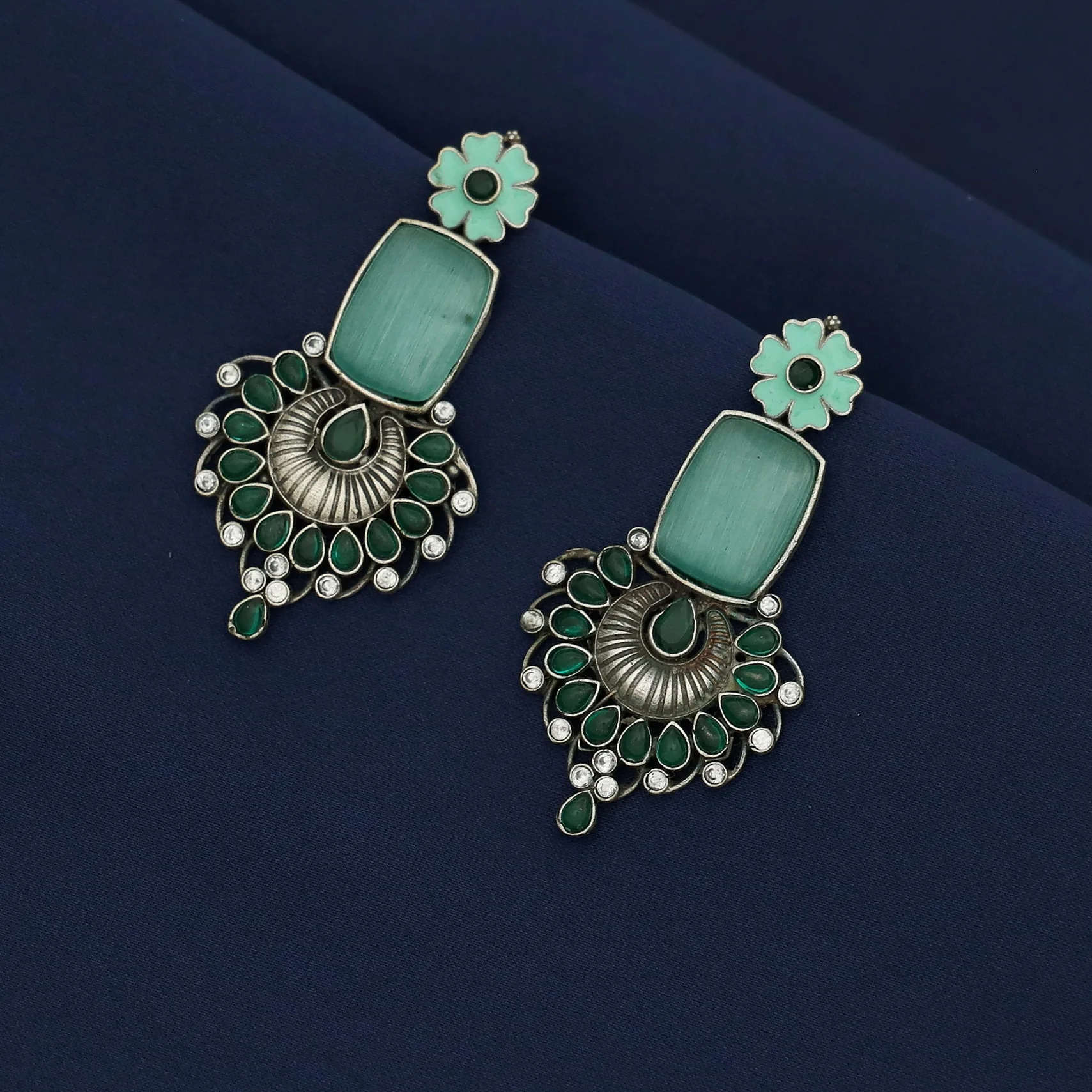 Jezebel Floral Rectangle Earring - Image 6