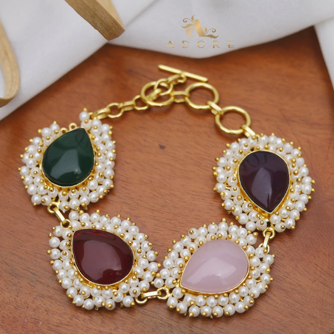 Multicolour Jhanvi Full Pearl Bracelet - Image 3