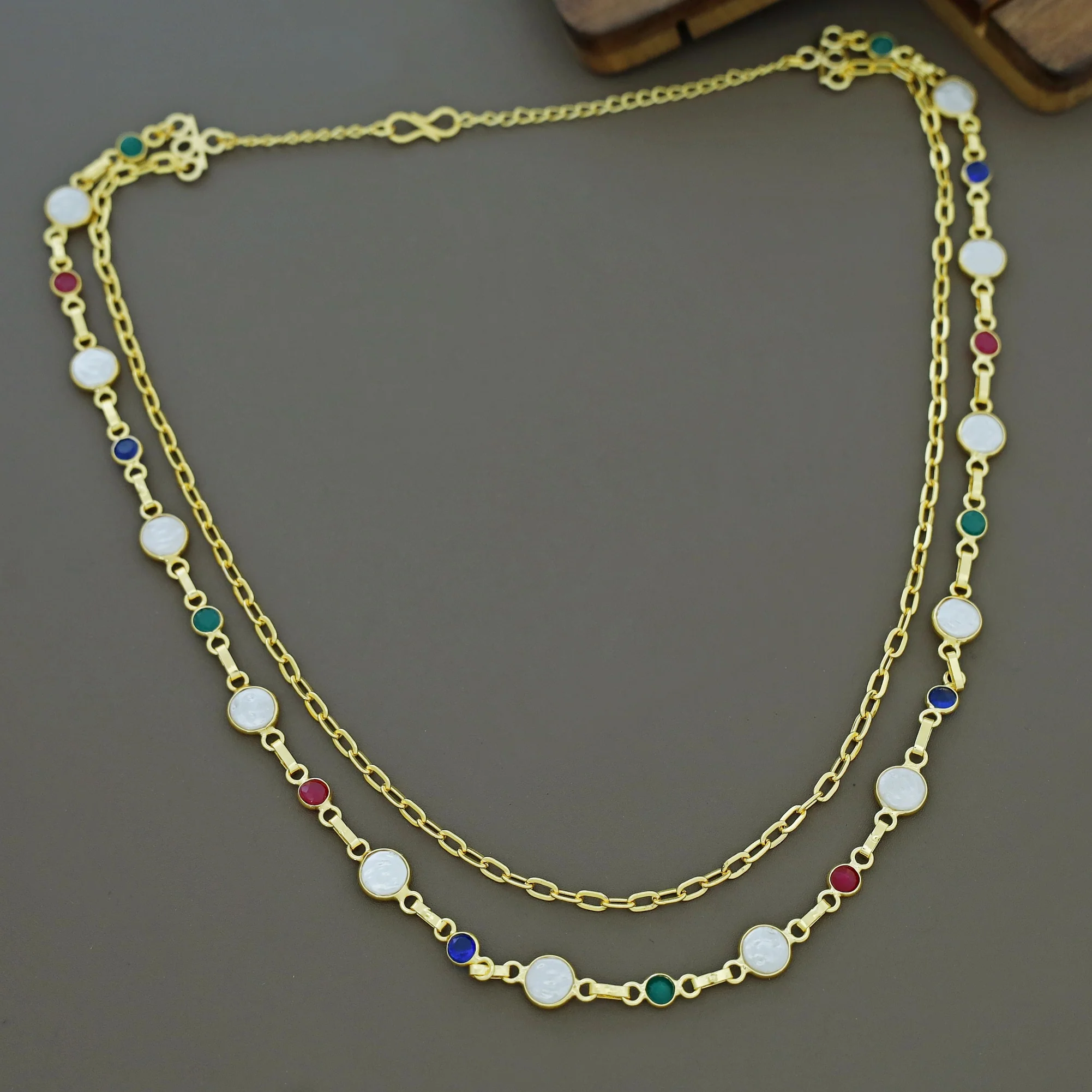 Jona 2 Layer Glossy Baroque Neckpiece - Image 3