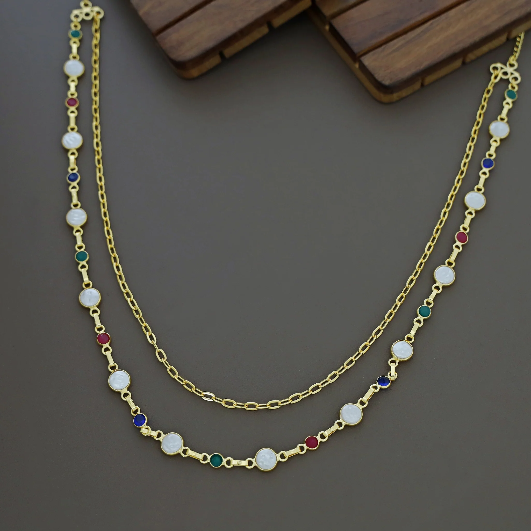 Jona 2 Layer Glossy Baroque Neckpiece - Image 4