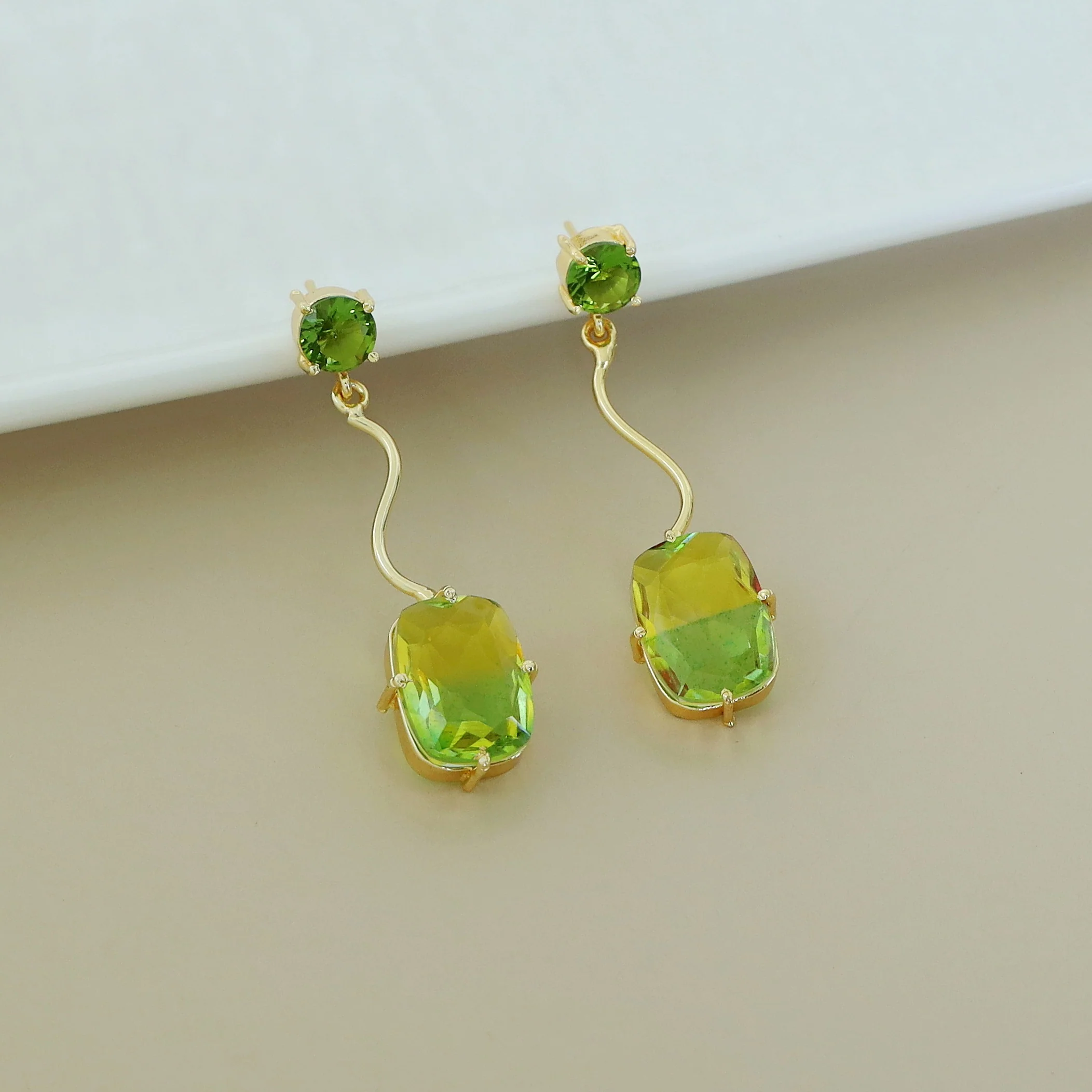 Josline Golden Wavy Rectangle Ametrine Earring - Image 8