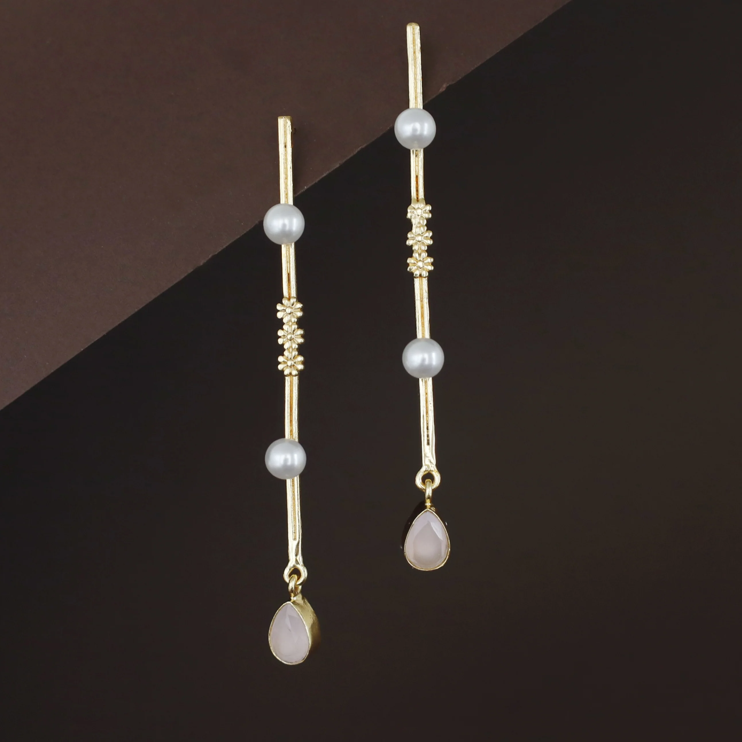 Jovita Dual Pearl + Glossy Drop Stick Earring - Image 2
