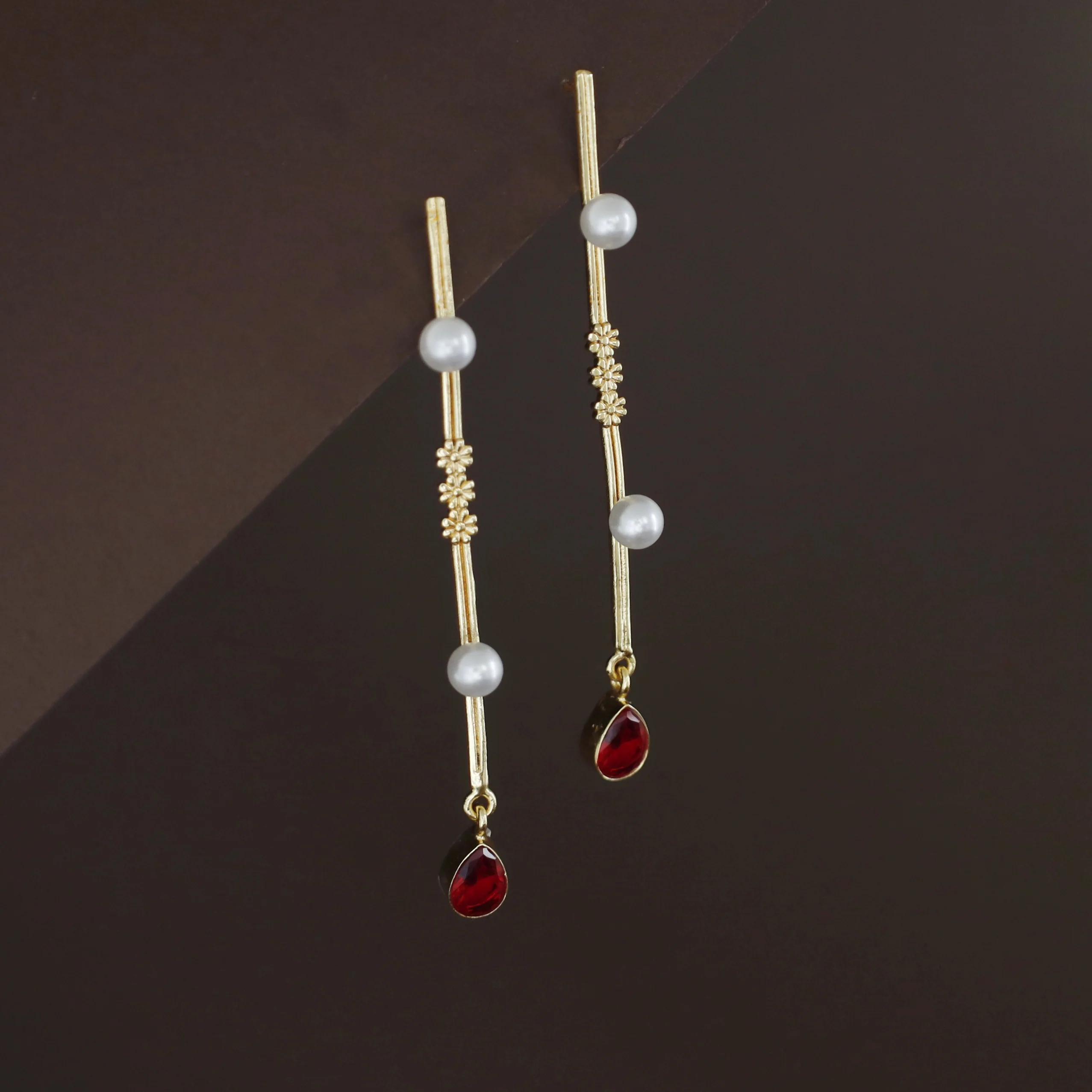 Jovita Dual Pearl + Glossy Drop Stick Earring - Image 3