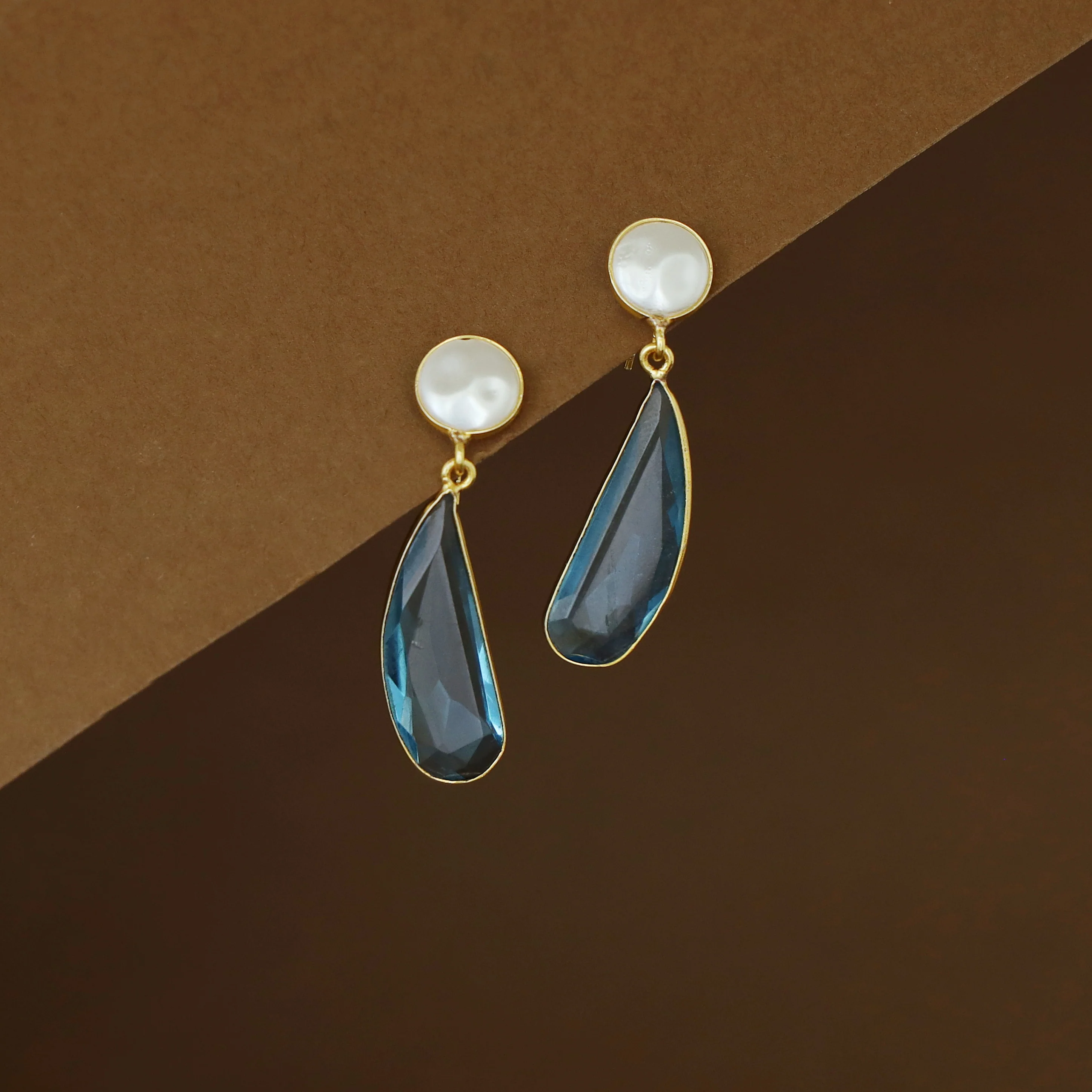 Joyera Baroque Drop Glossy Stone Earring - Image 3