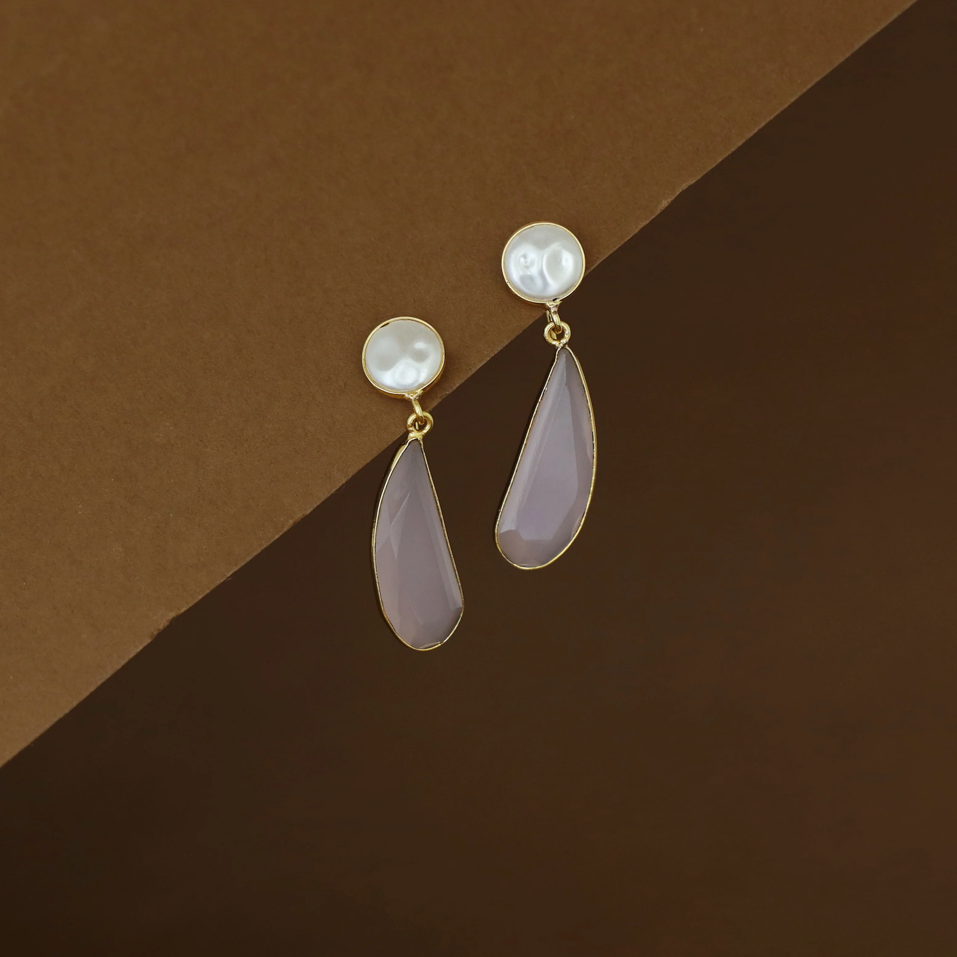 Joyera Baroque Drop Glossy Stone Earring - Image 5