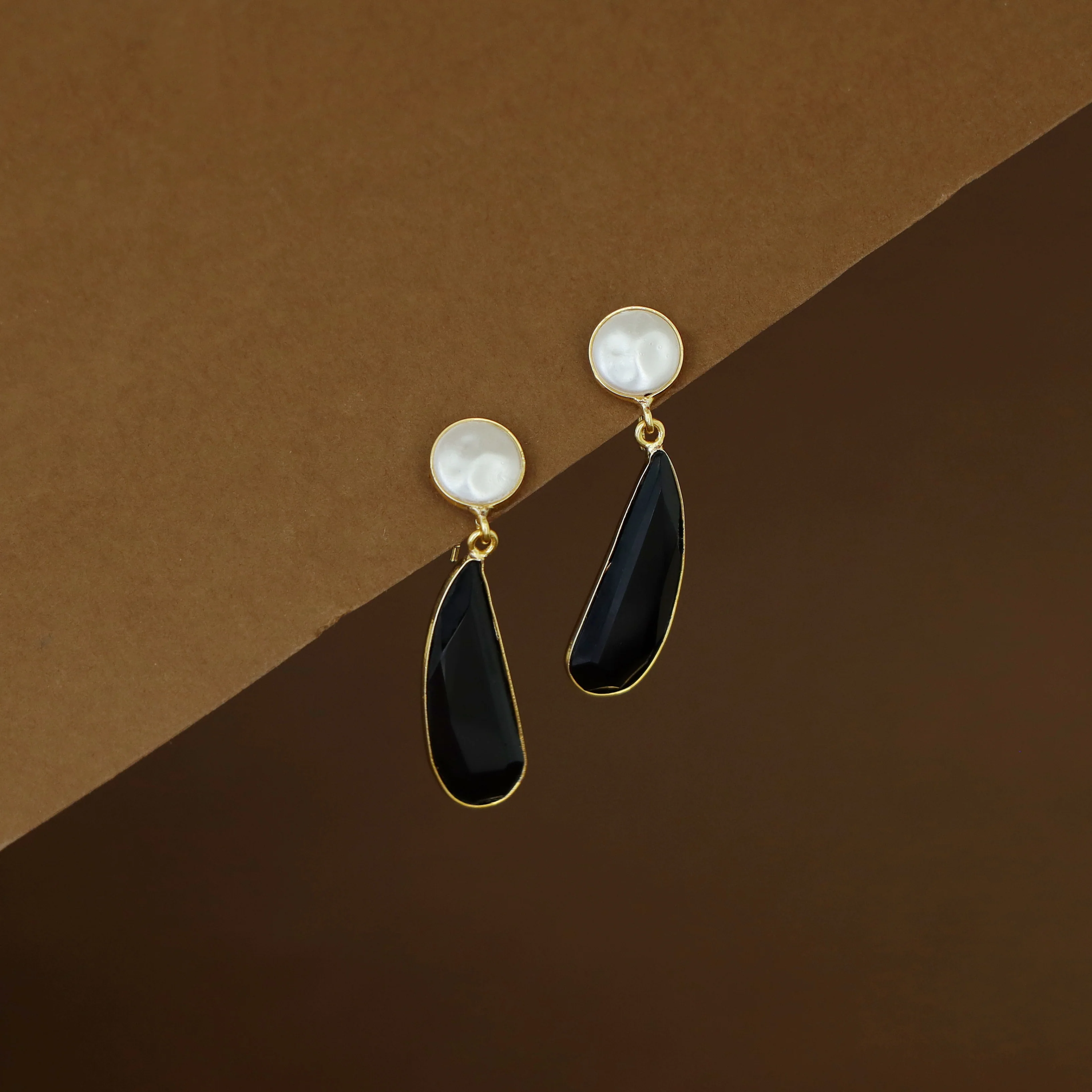 Joyera Baroque Drop Glossy Stone Earring - Image 6