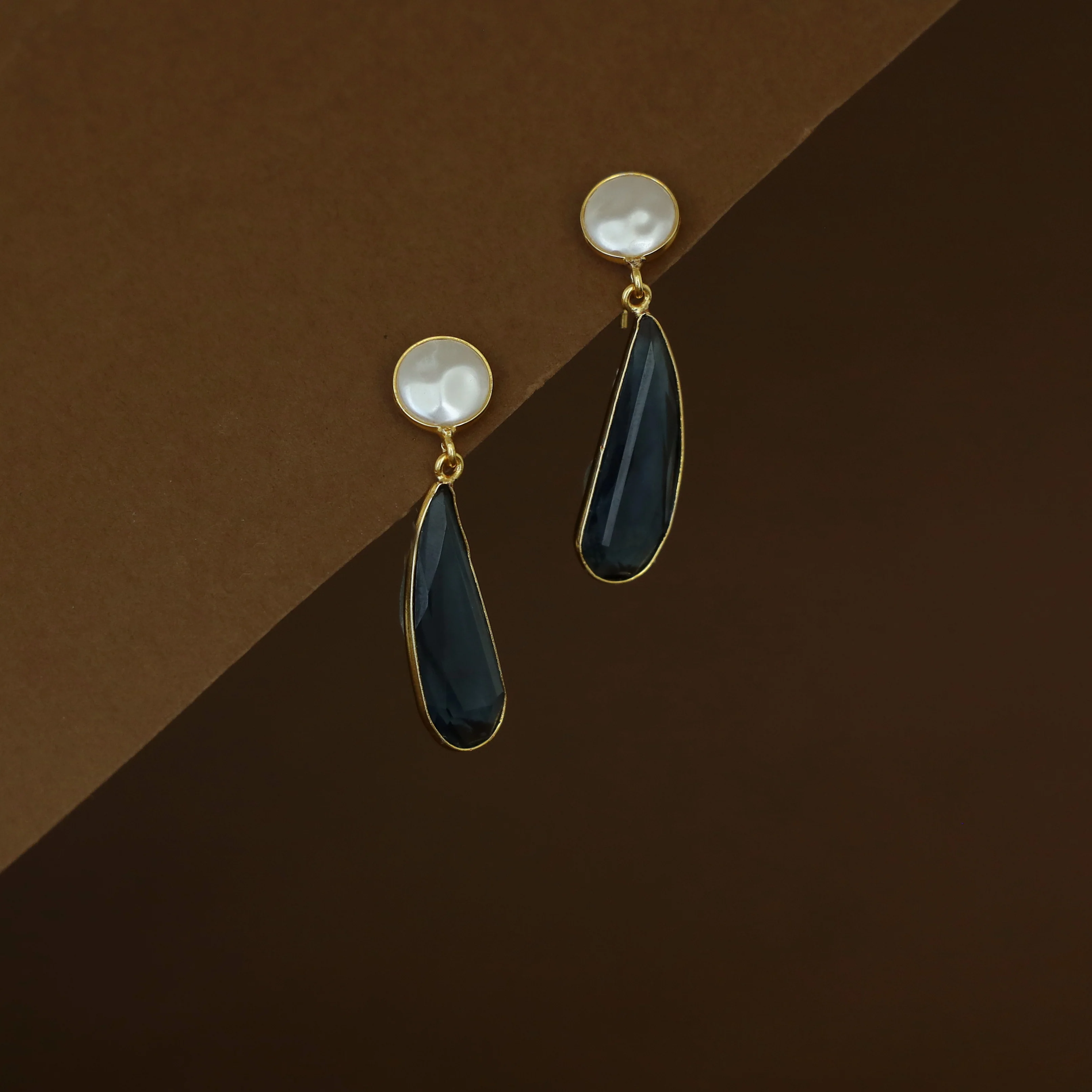 Joyera Baroque Drop Glossy Stone Earring - Image 7