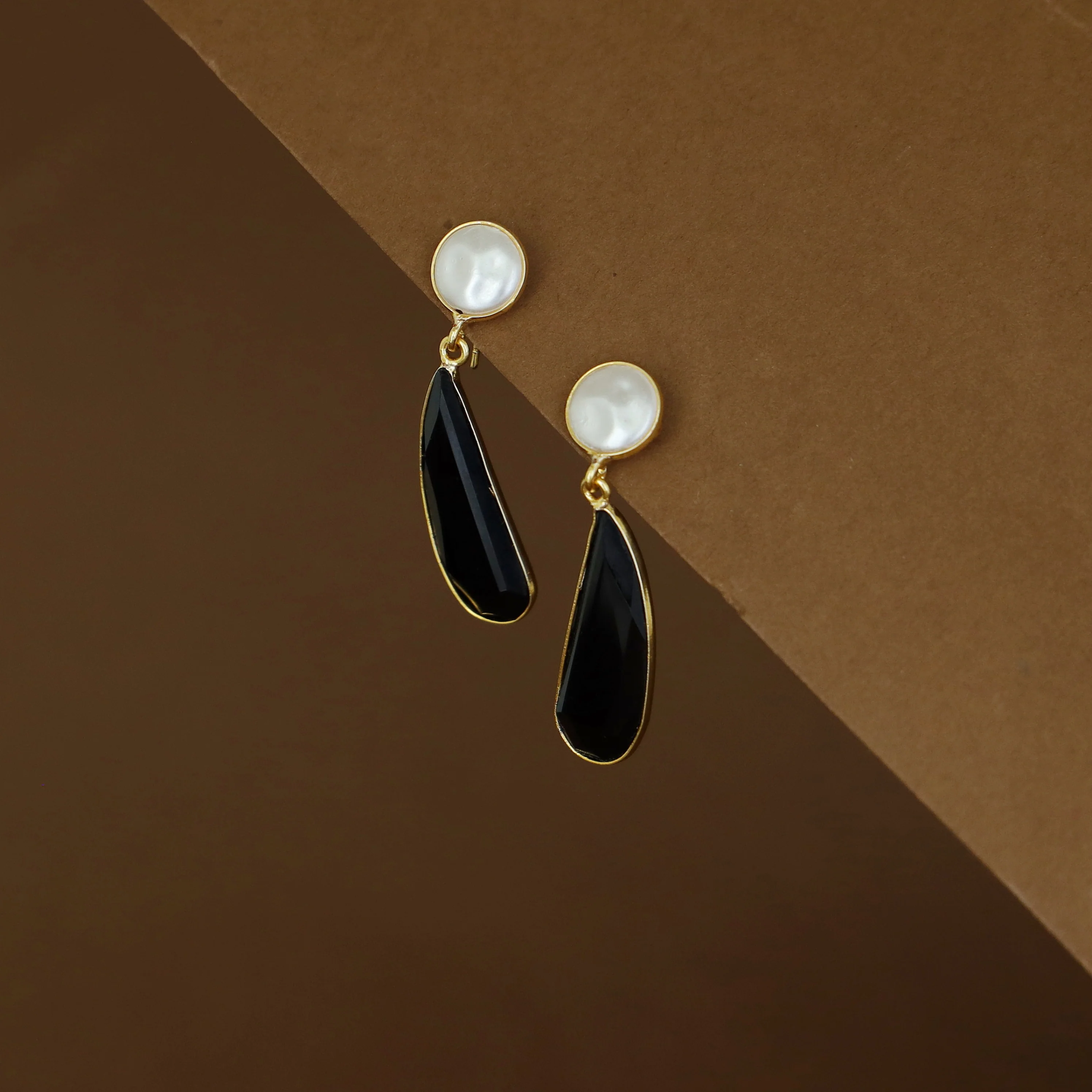 Joyera Baroque Drop Glossy Stone Earring - Image 8
