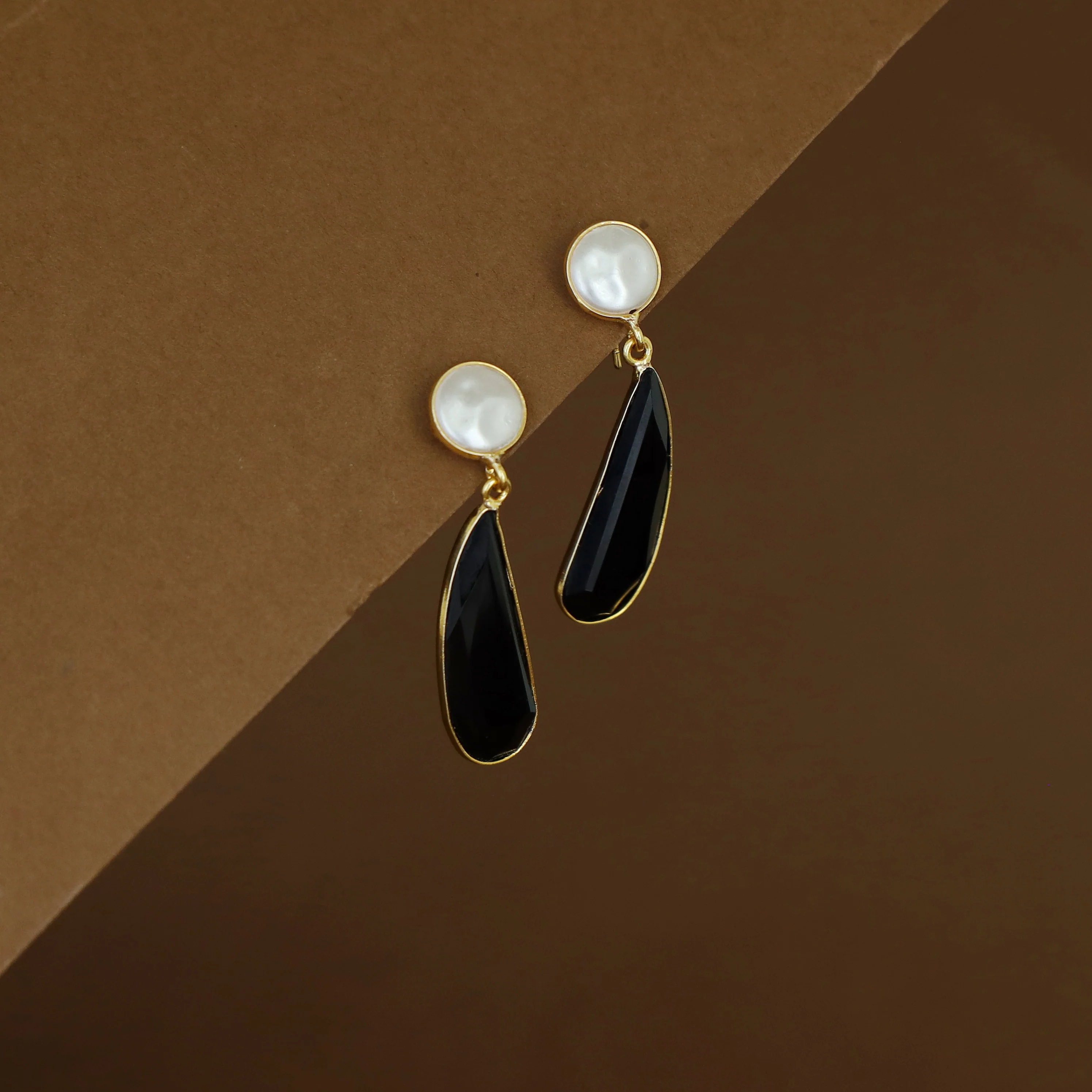 Joyera Baroque Drop Glossy Stone Earring - Image 9