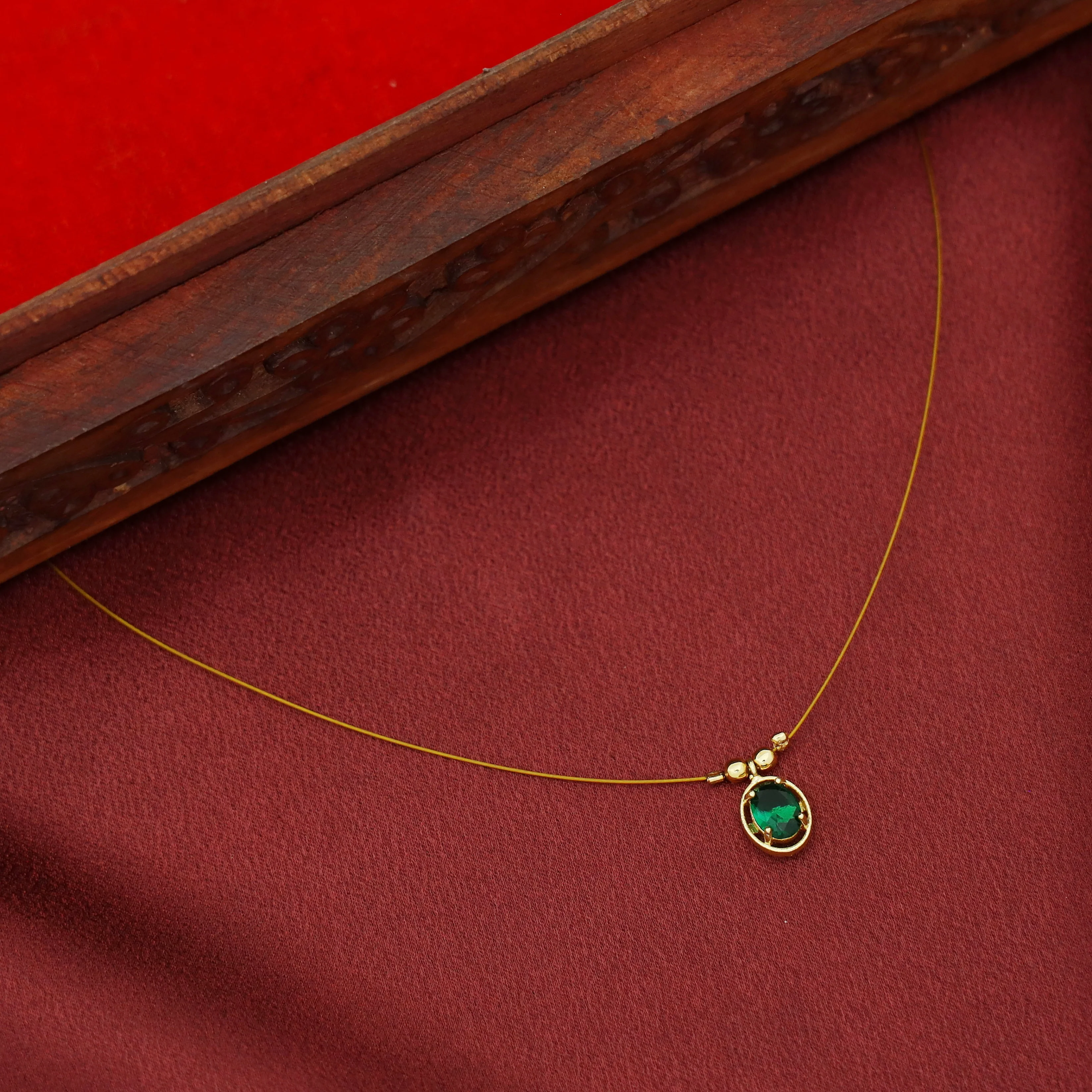 Juhi Oval Glossy Stone String Neckpiece - Image 9