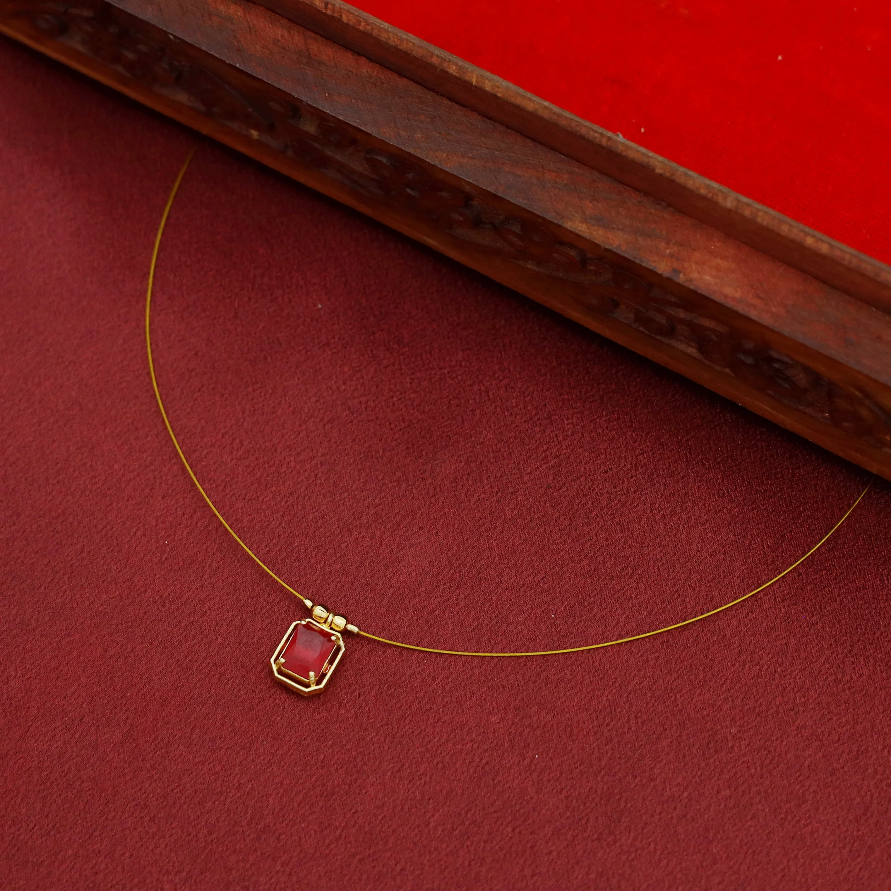 Juhi Rectangle Glossy Stone String Neckpiece - Image 3