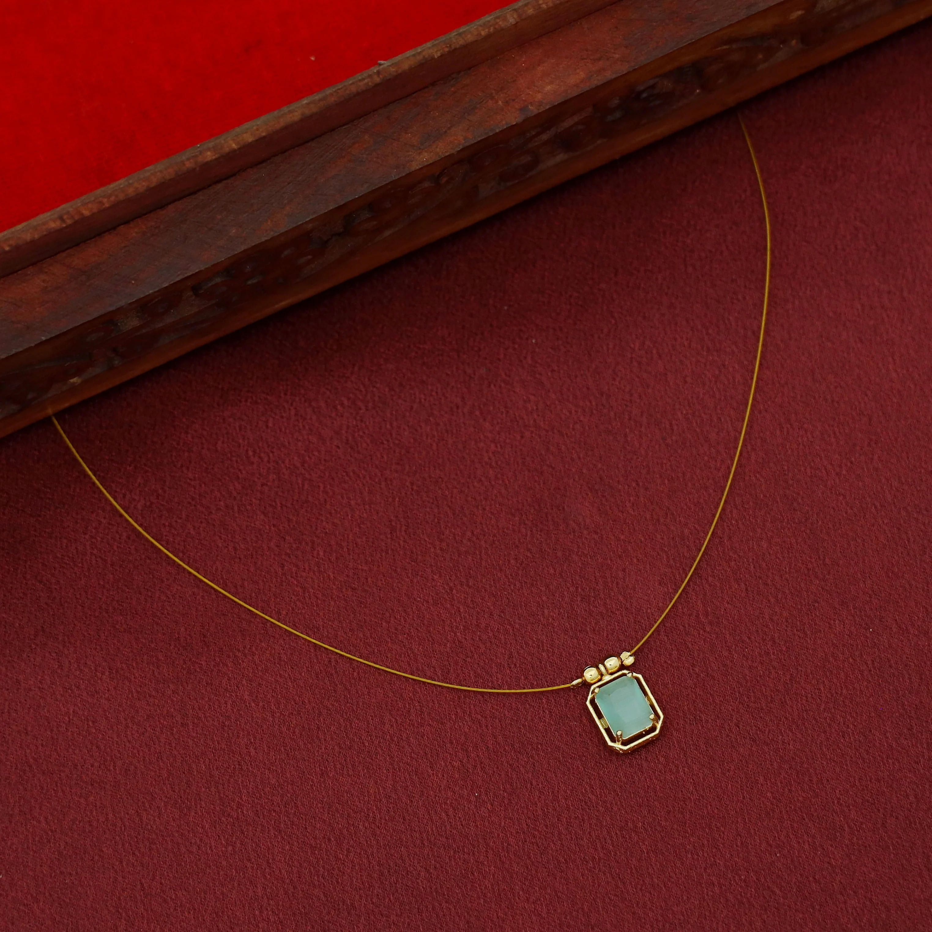 Juhi Rectangle Glossy Stone String Neckpiece - Image 4