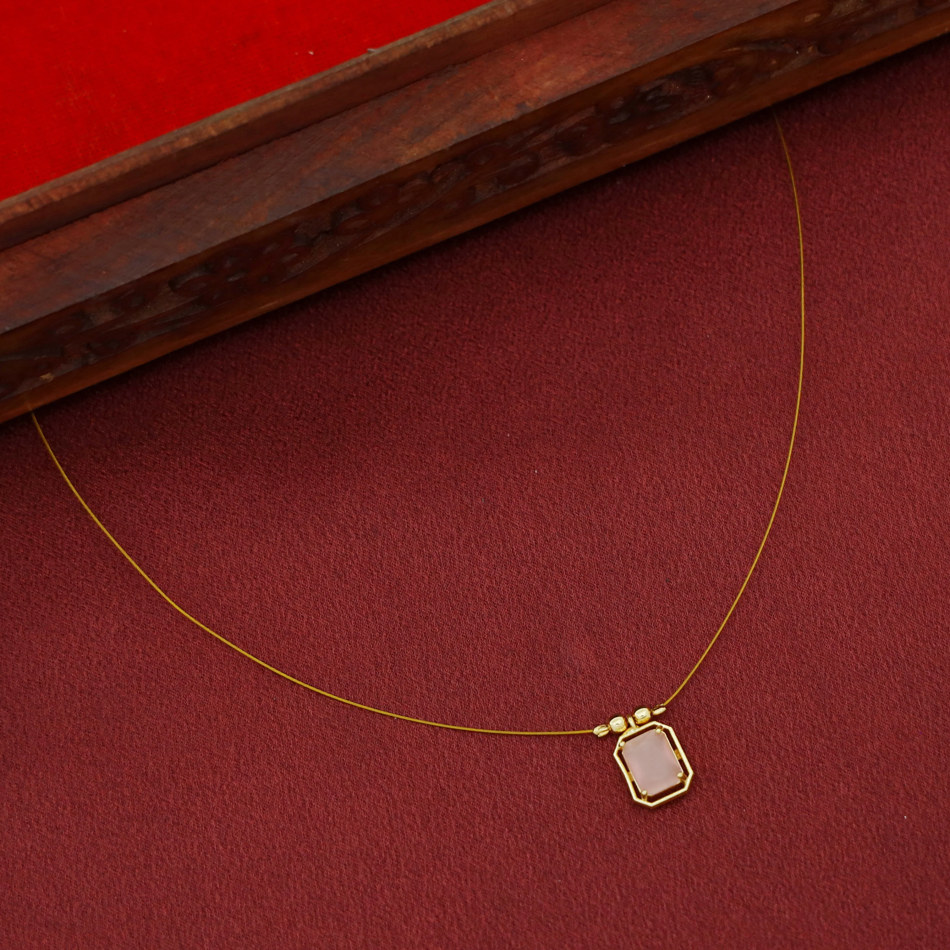 Juhi Rectangle Glossy Stone String Neckpiece - Image 5