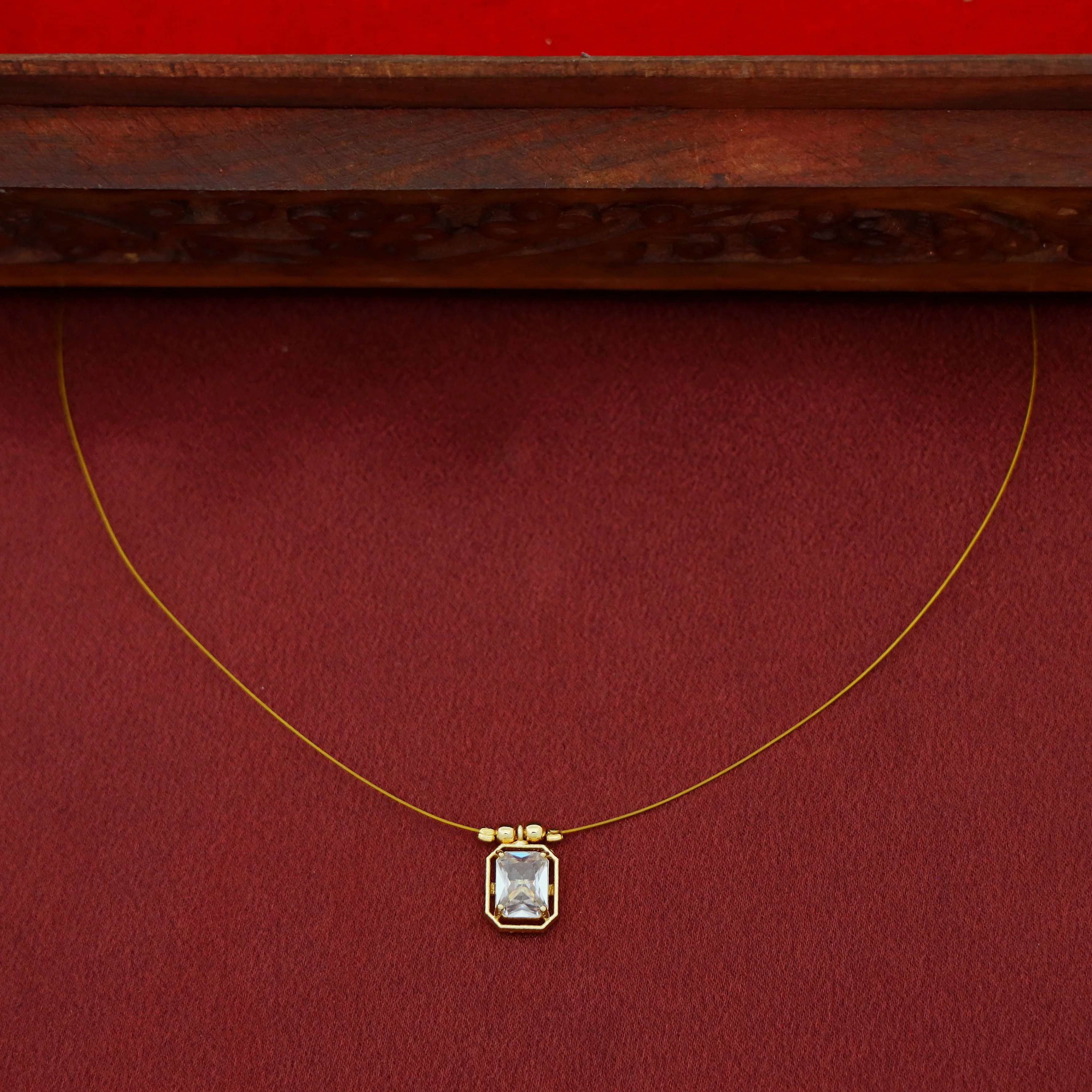 Juhi Rectangle Glossy Stone String Neckpiece - Image 6