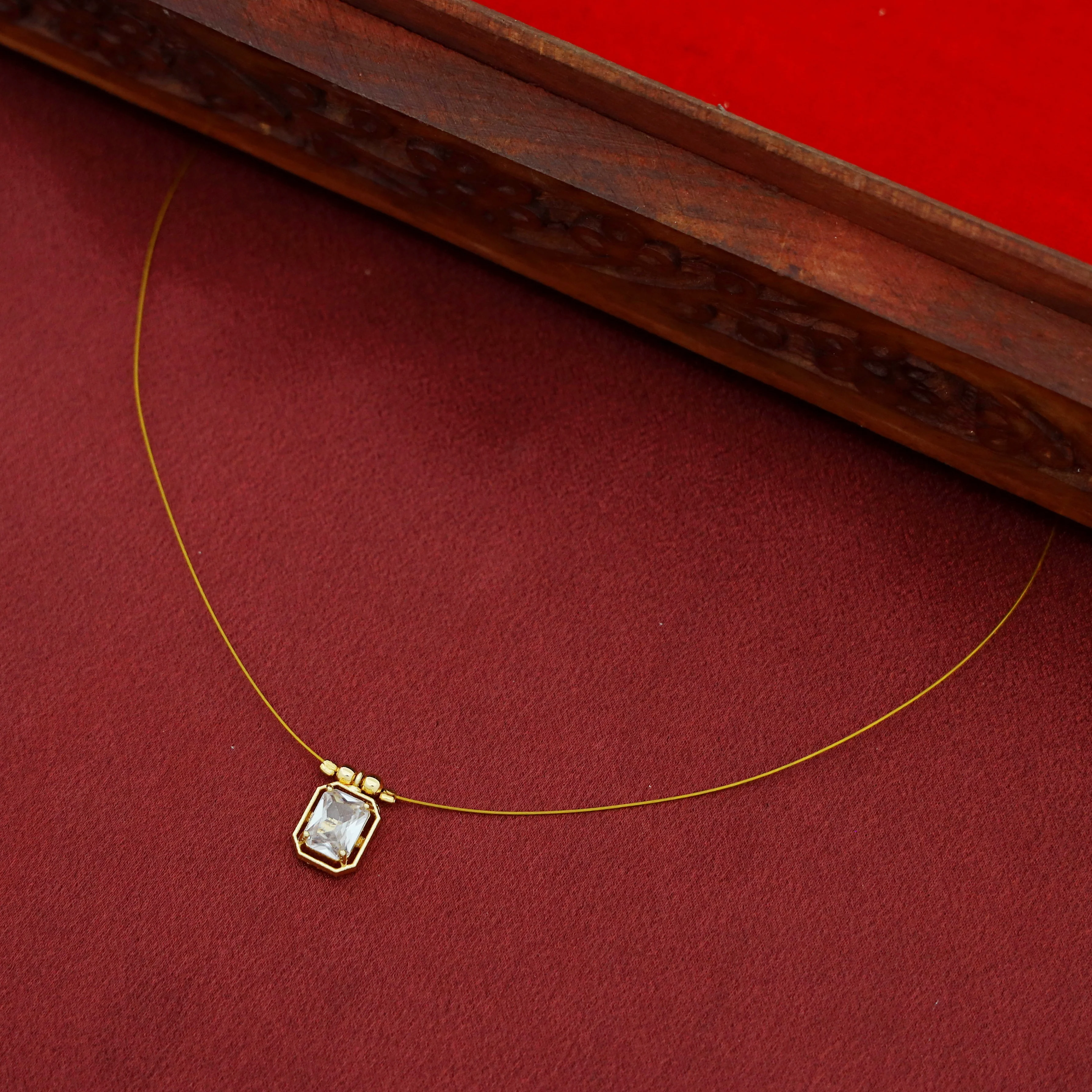 Juhi Rectangle Glossy Stone String Neckpiece - Image 7