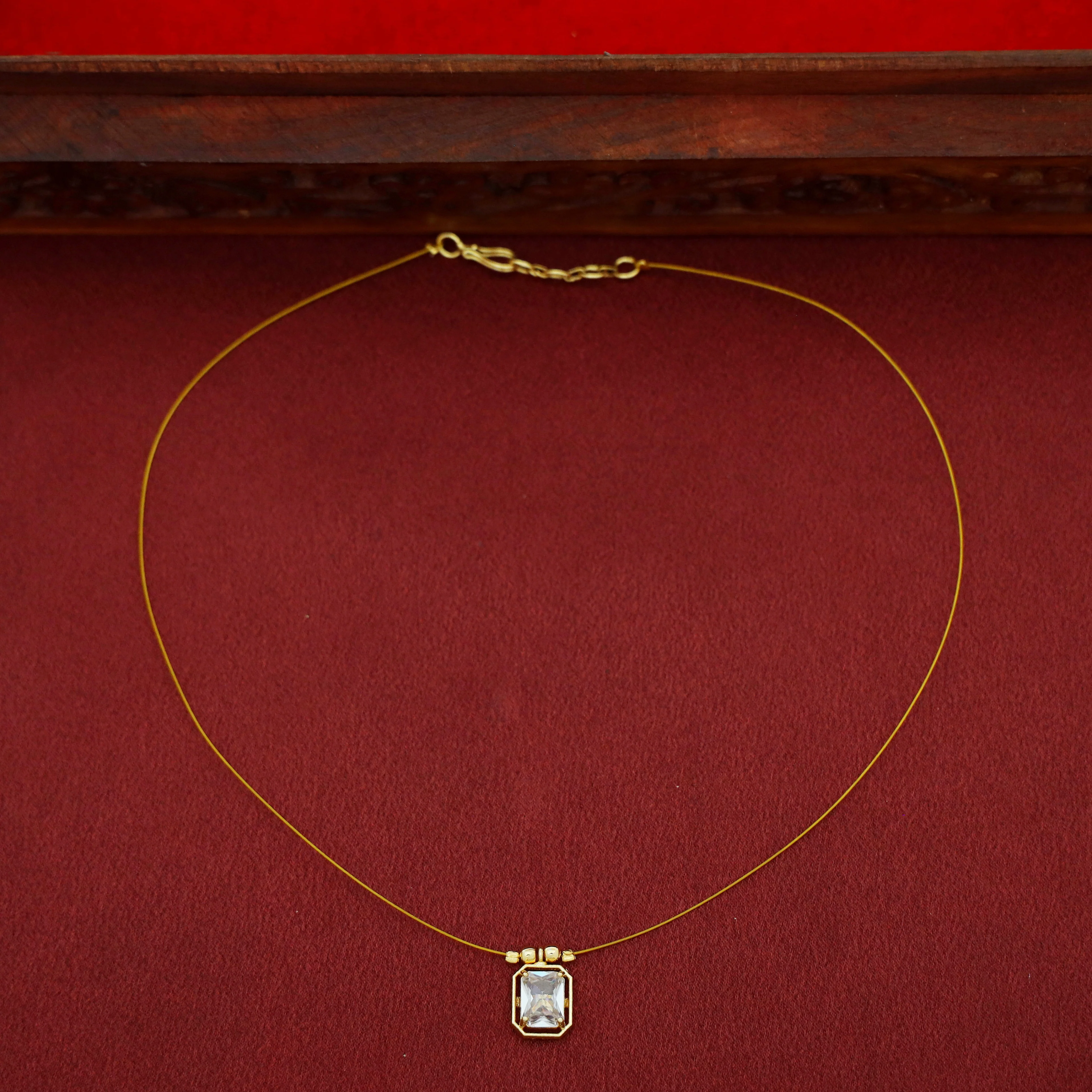Juhi Rectangle Glossy Stone String Neckpiece - Image 9