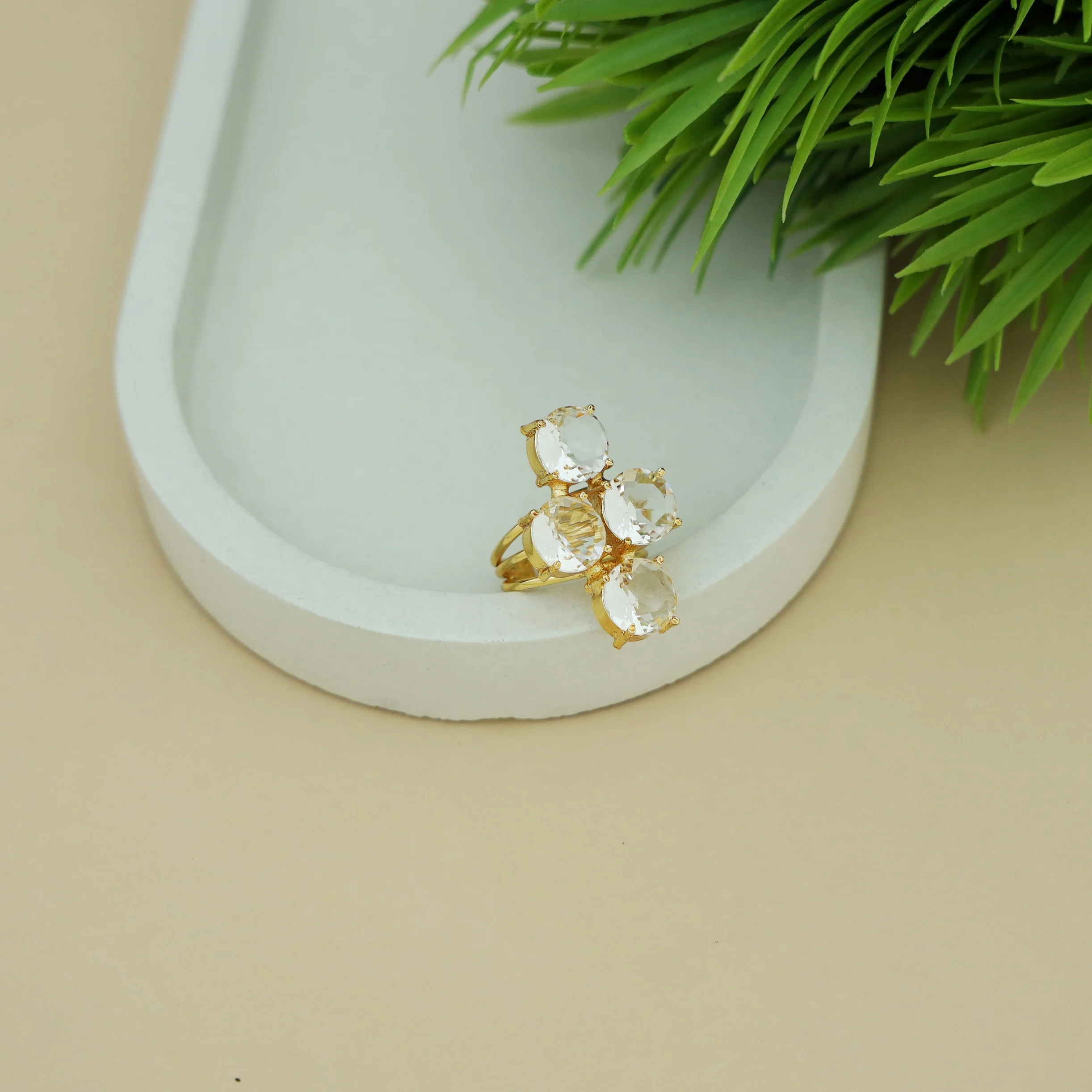 Jules Golden 3 Layer Tetra Glossy Stone Ring - Image 12