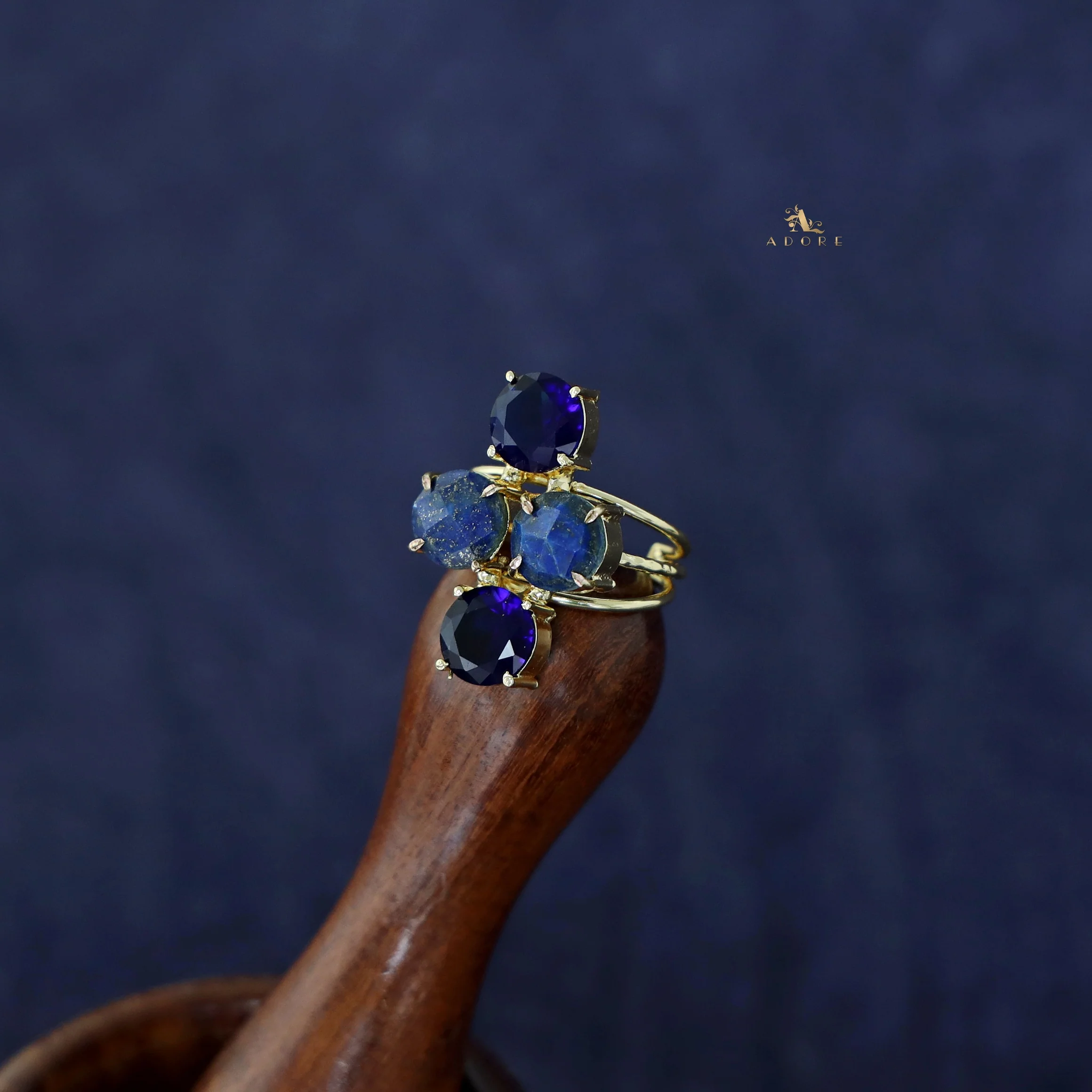 Jules Golden 3 Layer Tetra Glossy Stone Ring - Image 18