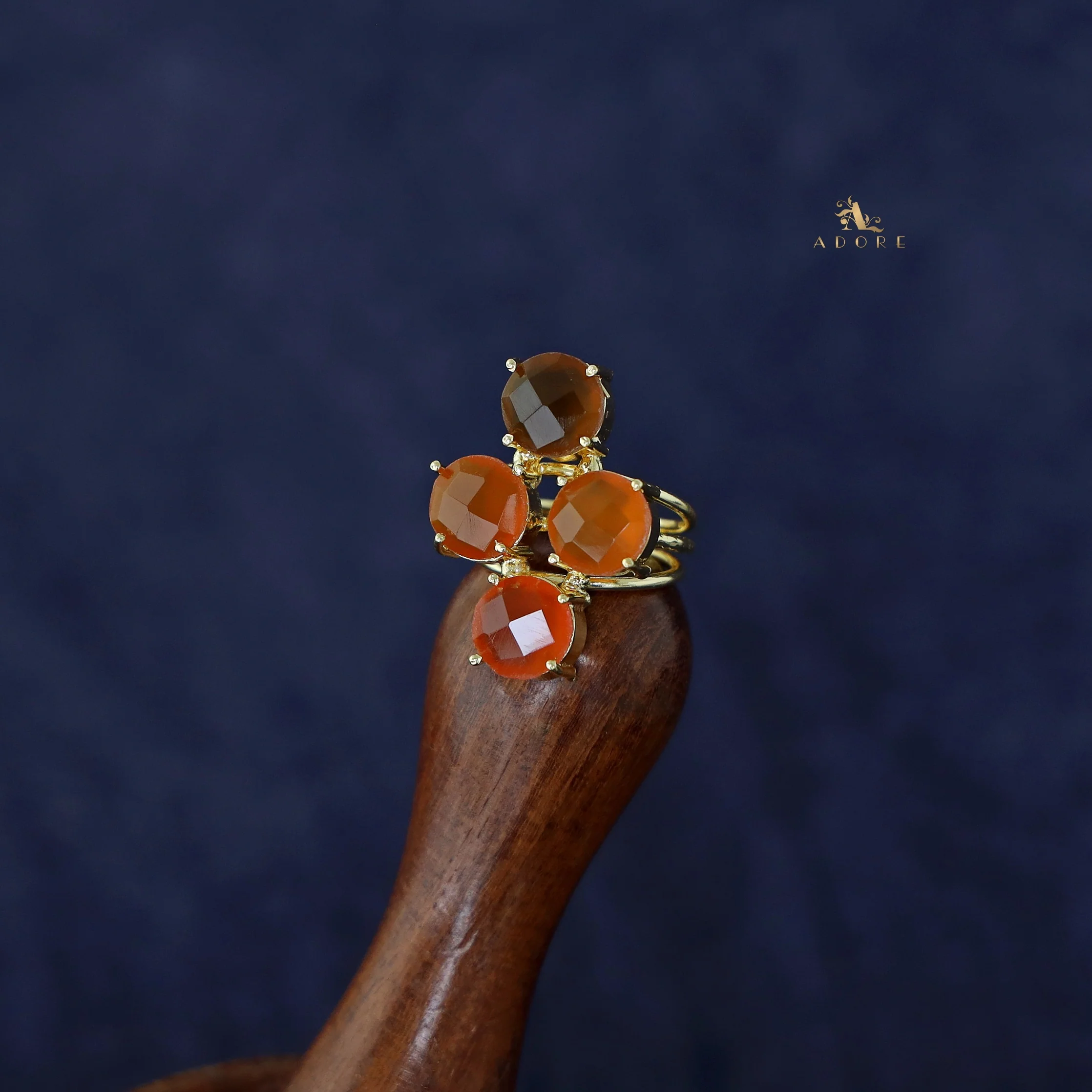 Jules Golden 3 Layer Tetra Glossy Stone Ring - Image 21