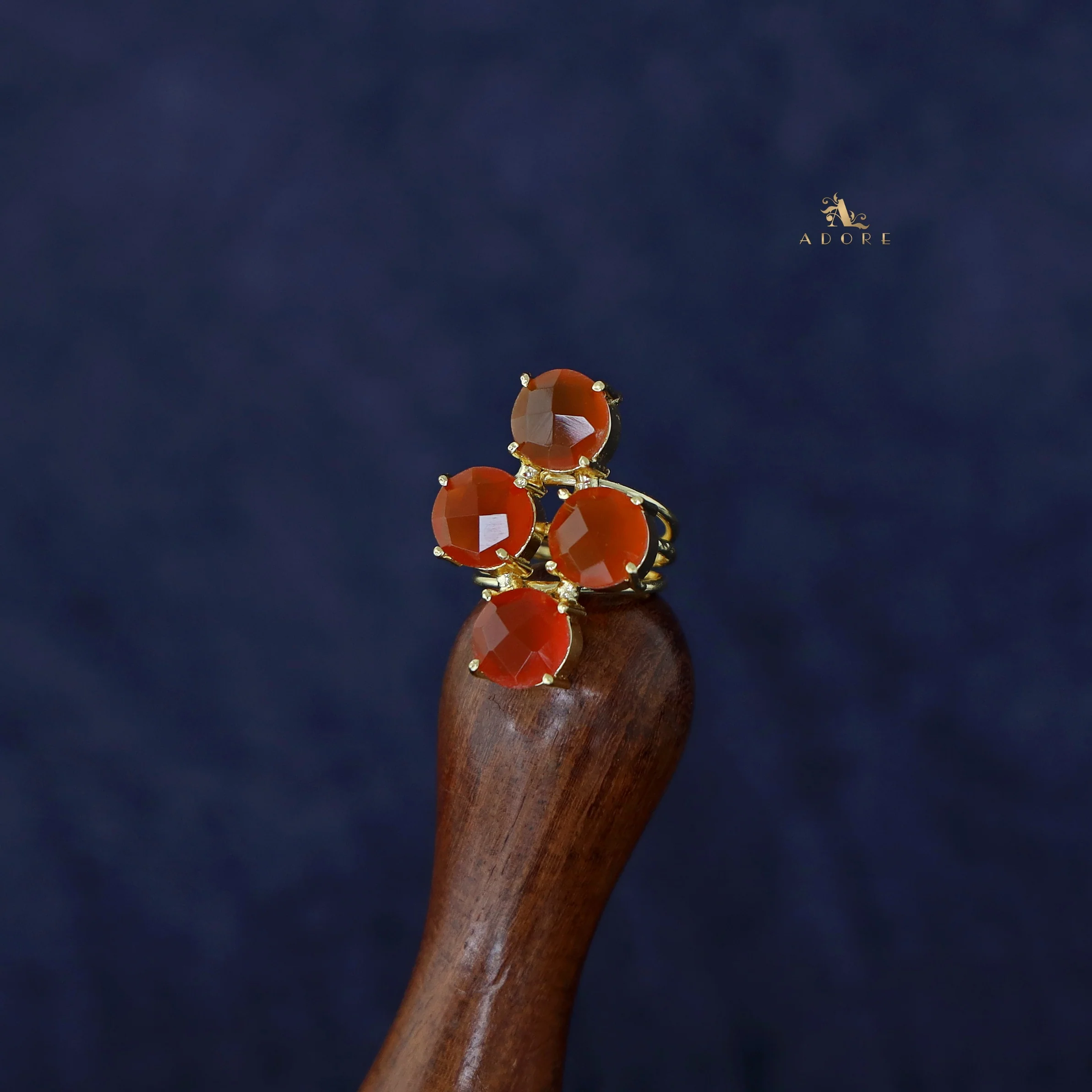 Jules Golden 3 Layer Tetra Glossy Stone Ring - Image 22