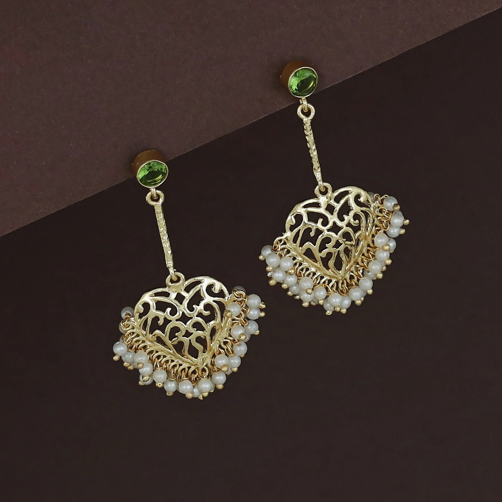 Julienne Heart Cluster Pearl Pendulum Earring - Image 12