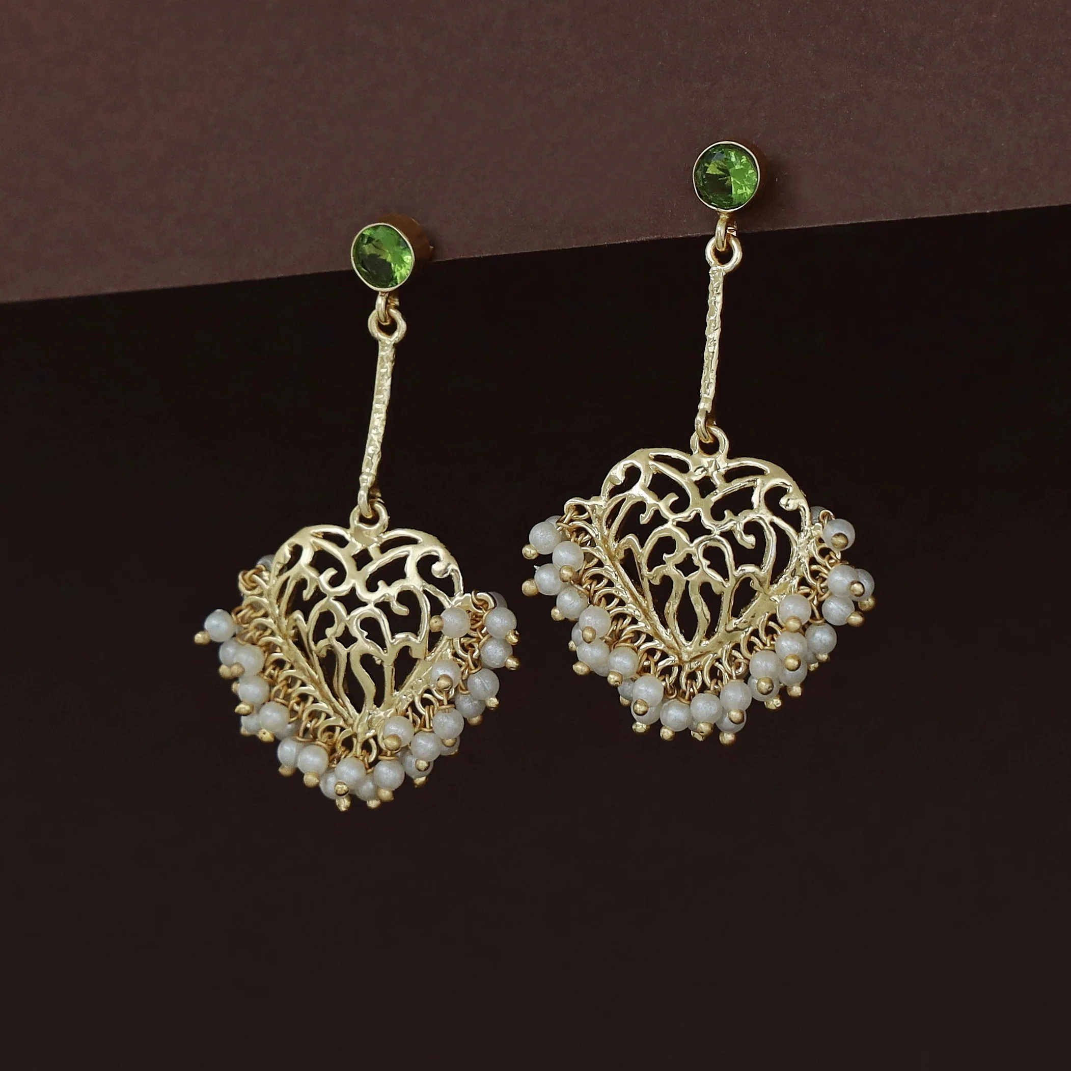 Julienne Heart Cluster Pearl Pendulum Earring - Image 13