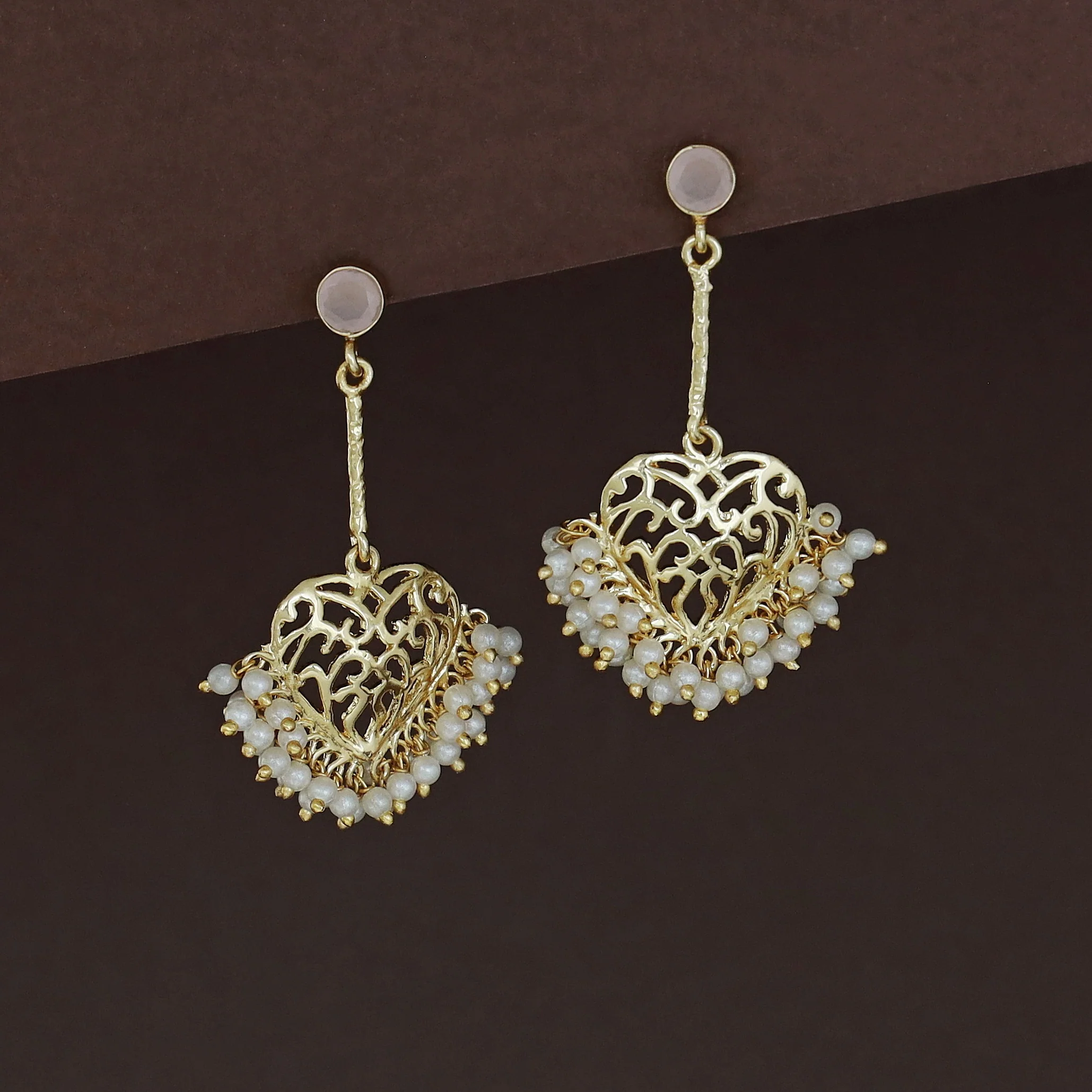 Julienne Heart Cluster Pearl Pendulum Earring - Image 3