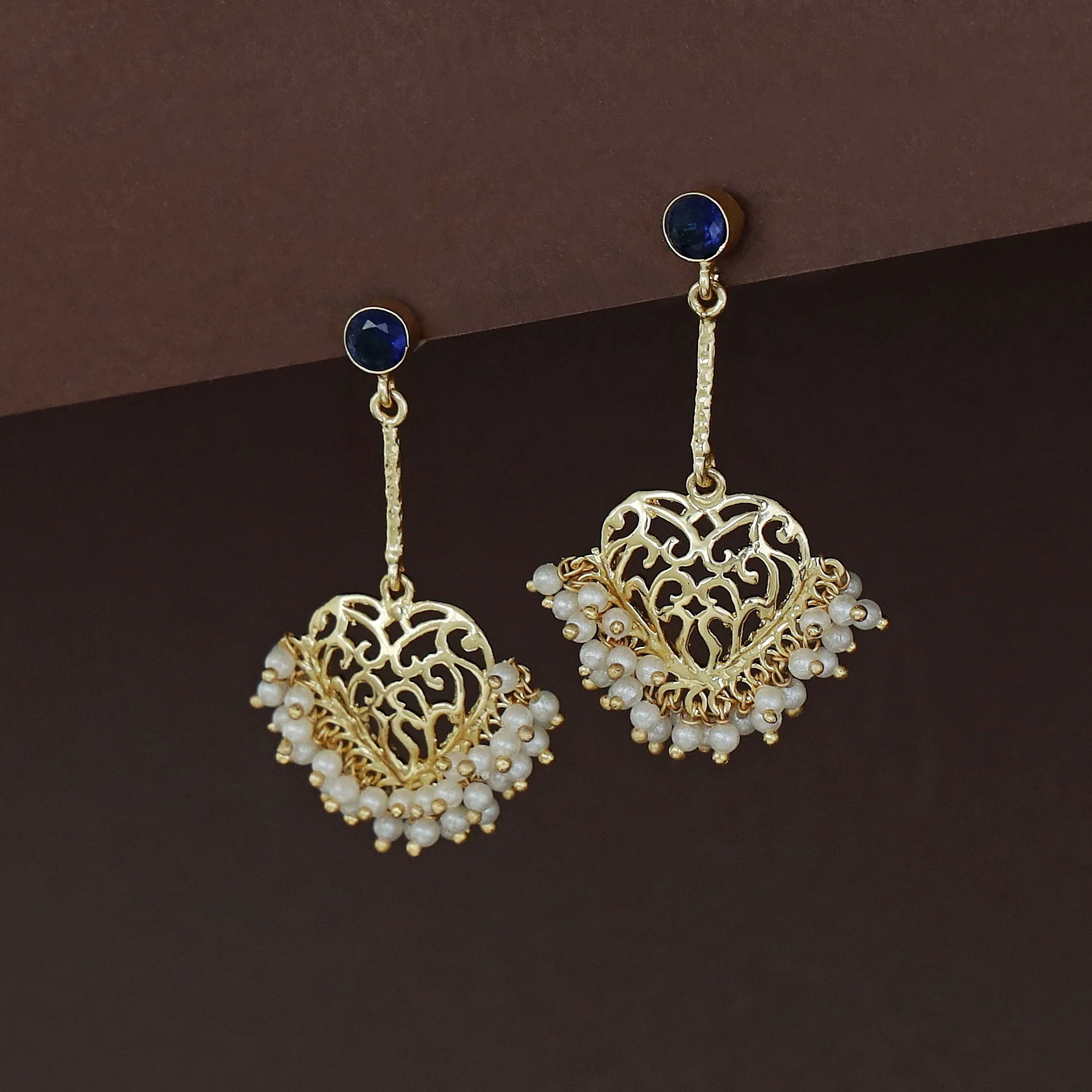 Julienne Heart Cluster Pearl Pendulum Earring - Image 4