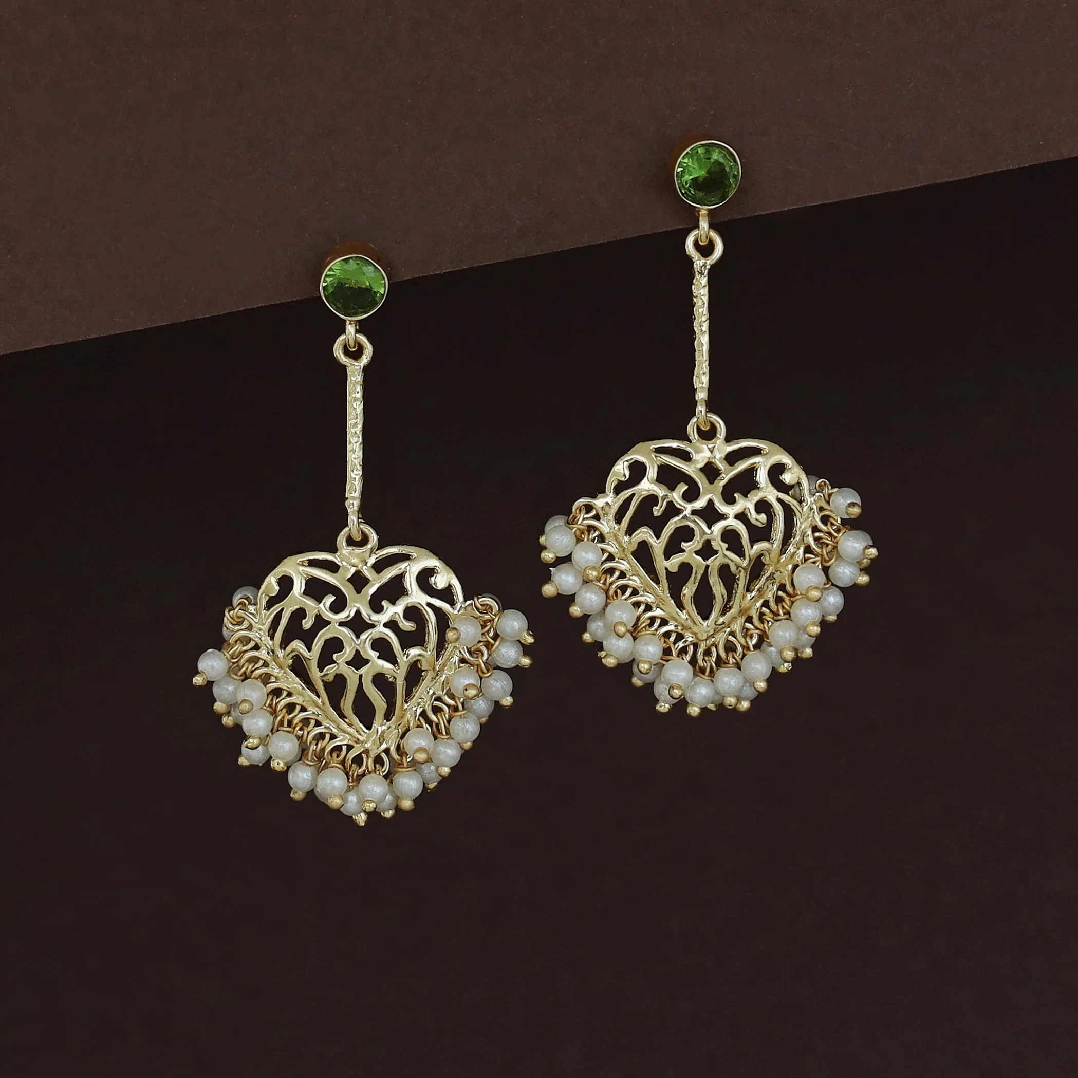 Julienne Heart Cluster Pearl Pendulum Earring - Image 5
