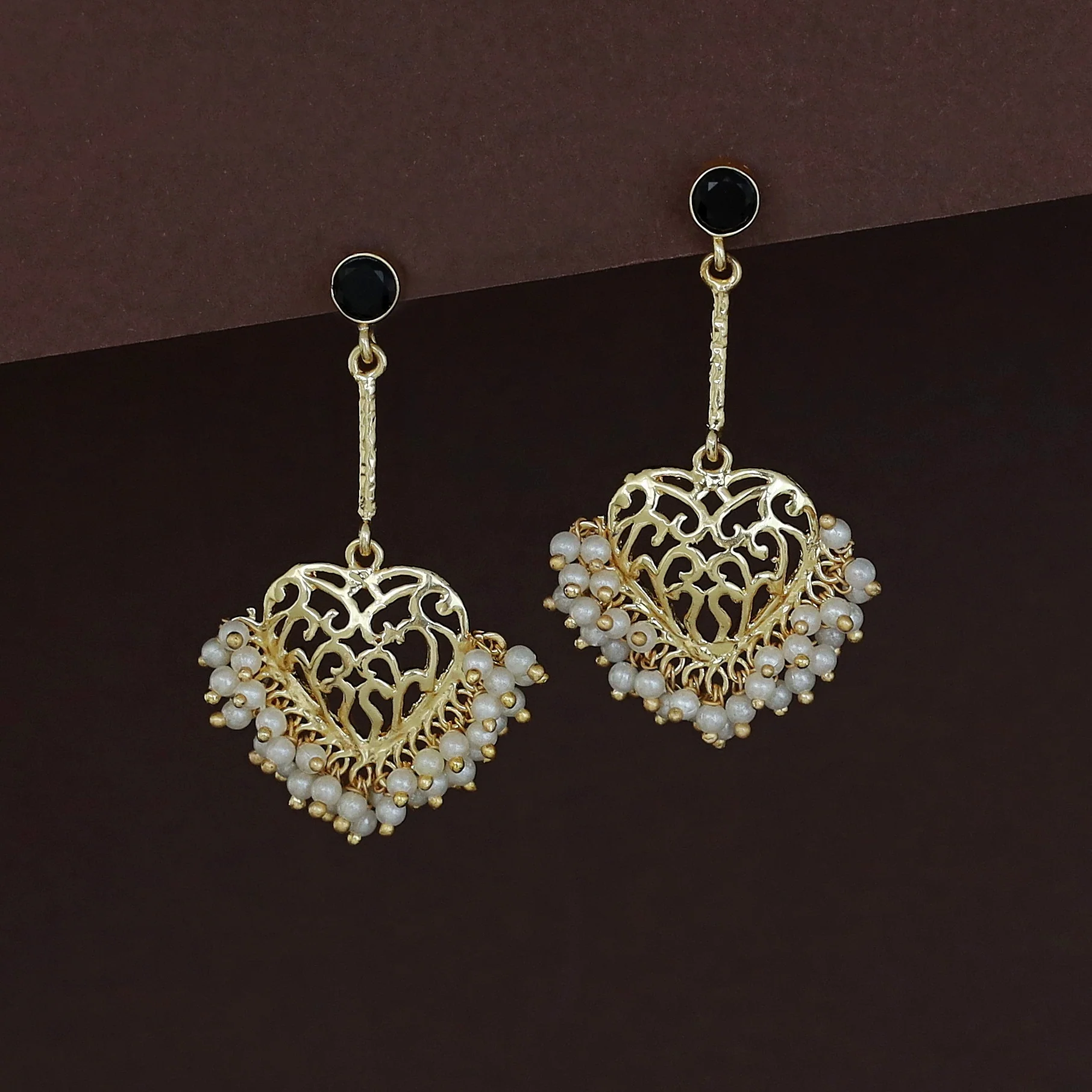 Julienne Heart Cluster Pearl Pendulum Earring - Image 6