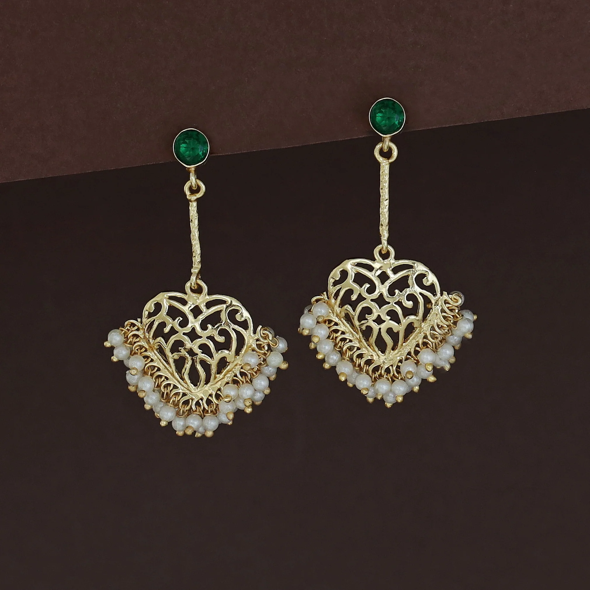 Julienne Heart Cluster Pearl Pendulum Earring - Image 8