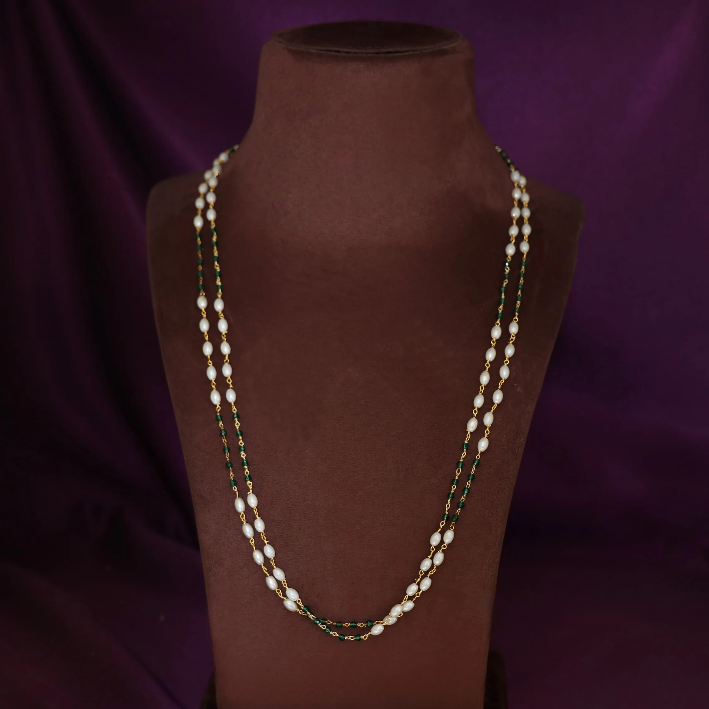 Kaami 2 Layer Rice Pearl Beaded Neckpiece - Image 3