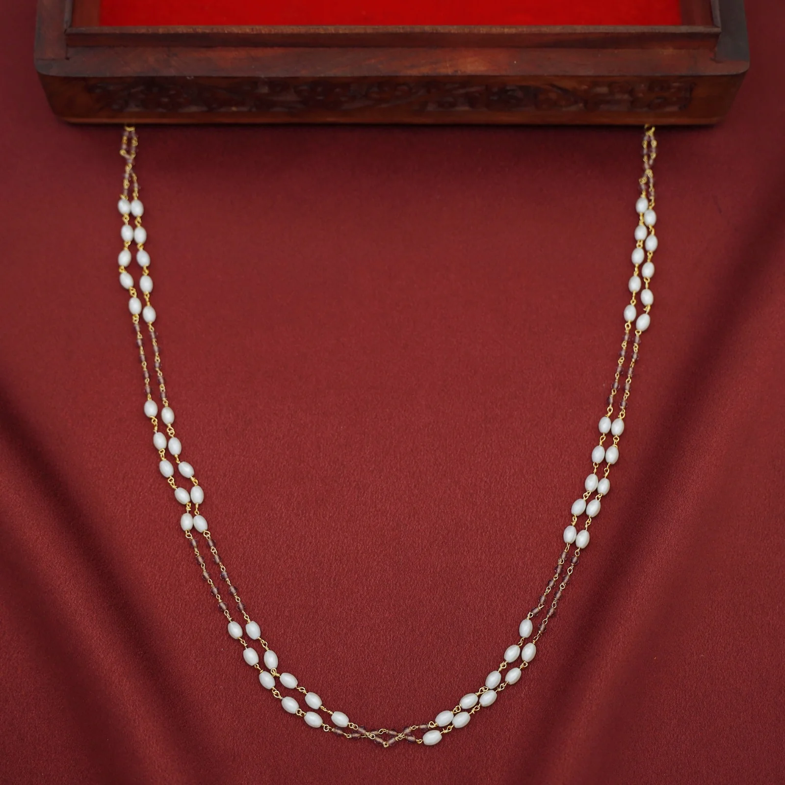 Kaami 2 Layer Rice Pearl Beaded Neckpiece - Image 4