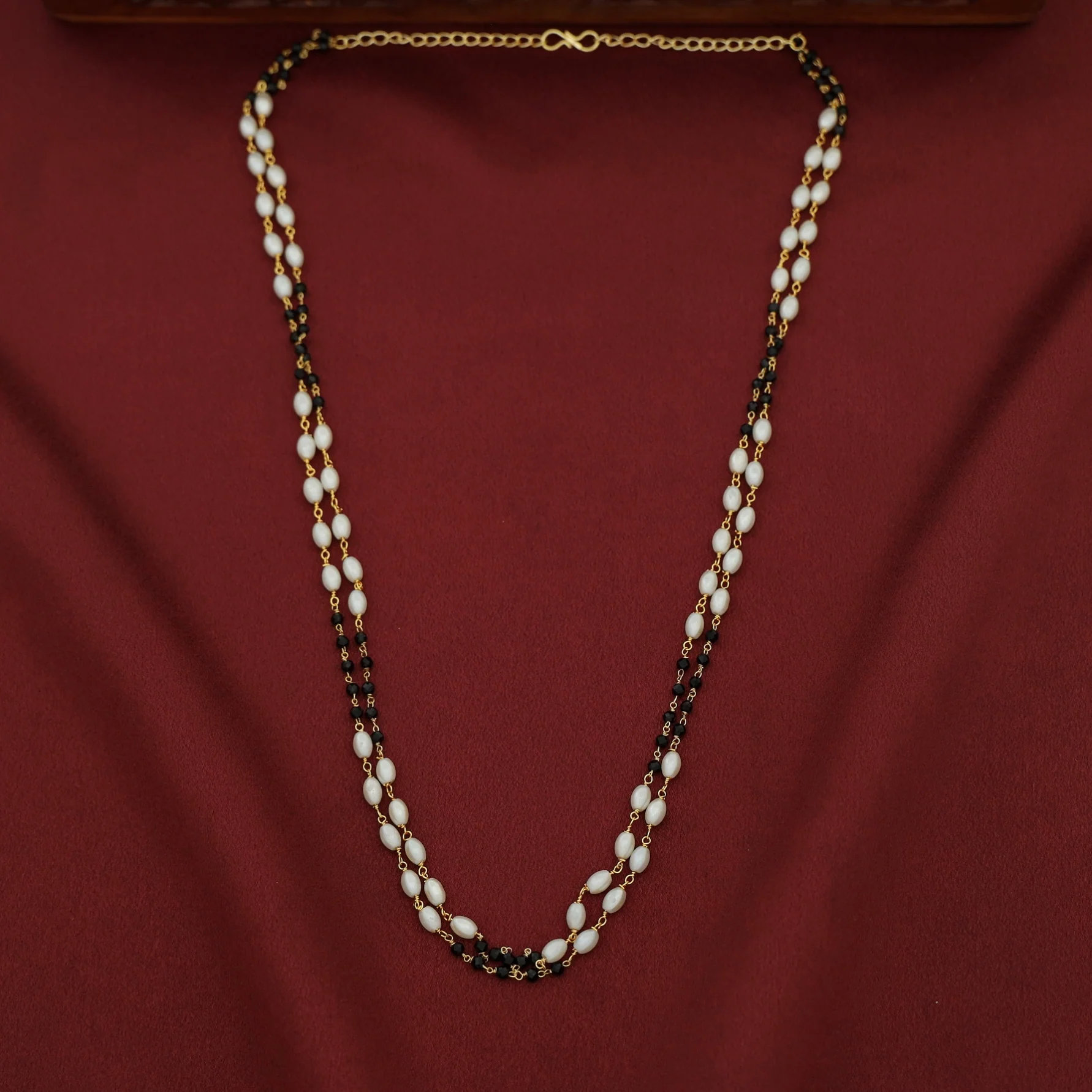 Kaami 2 Layer Rice Pearl Beaded Neckpiece - Image 5
