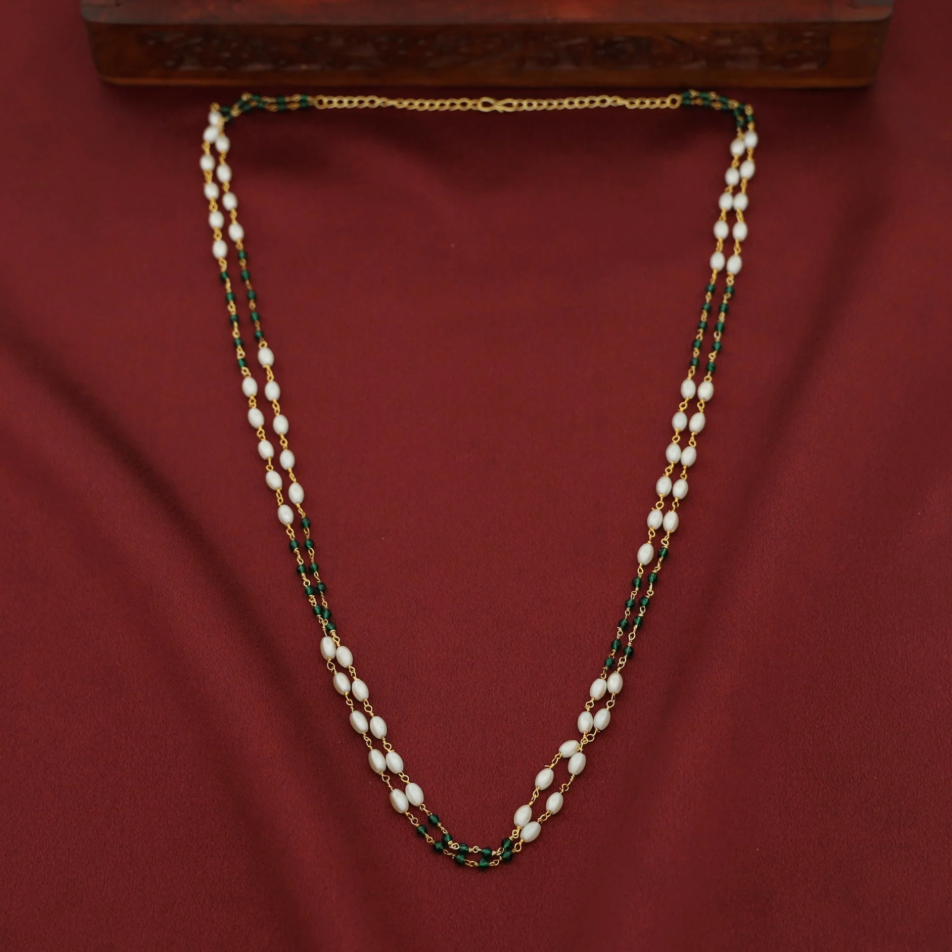 Kaami 2 Layer Rice Pearl Beaded Neckpiece - Image 6