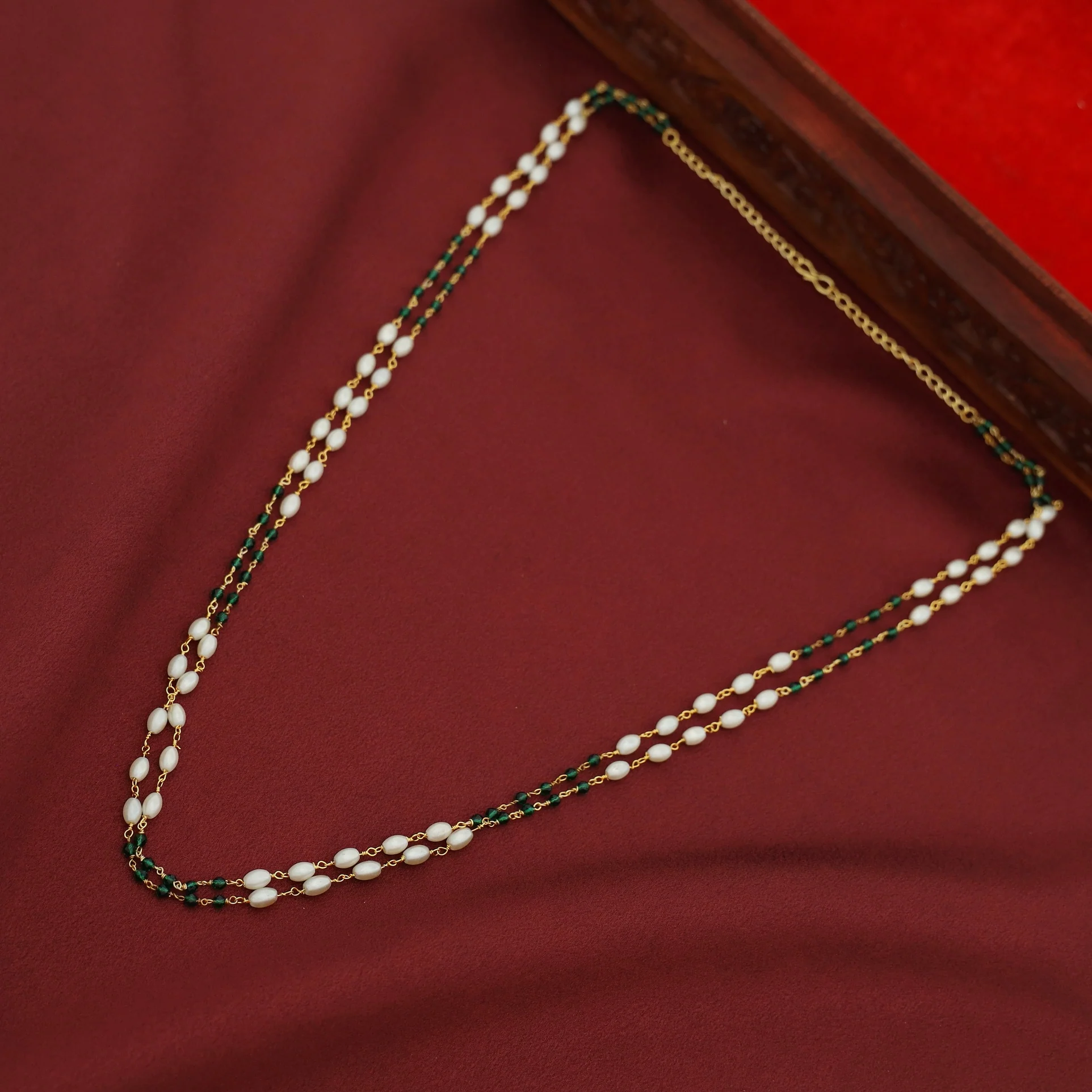 Kaami 2 Layer Rice Pearl Beaded Neckpiece - Image 7
