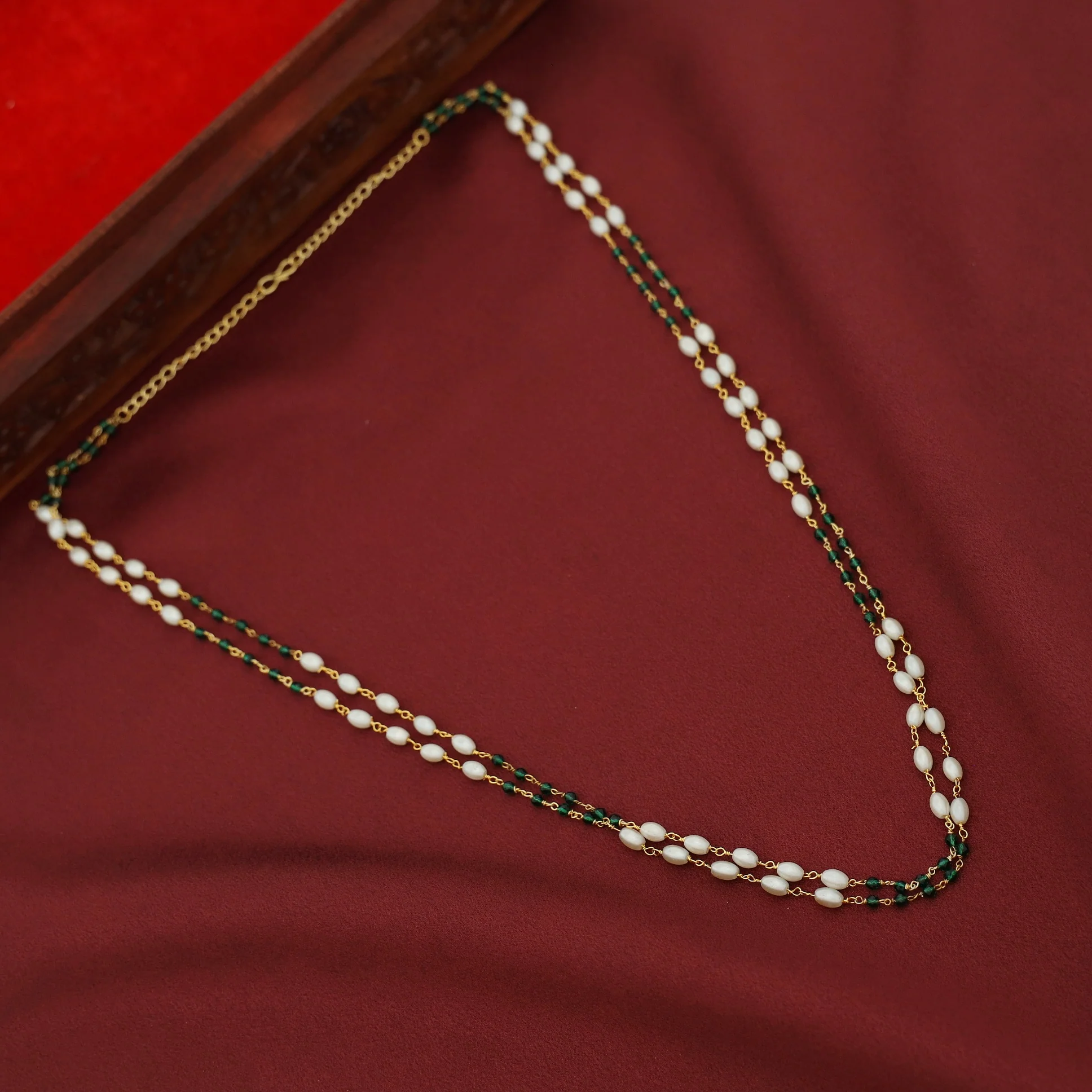 Kaami 2 Layer Rice Pearl Beaded Neckpiece - Image 8