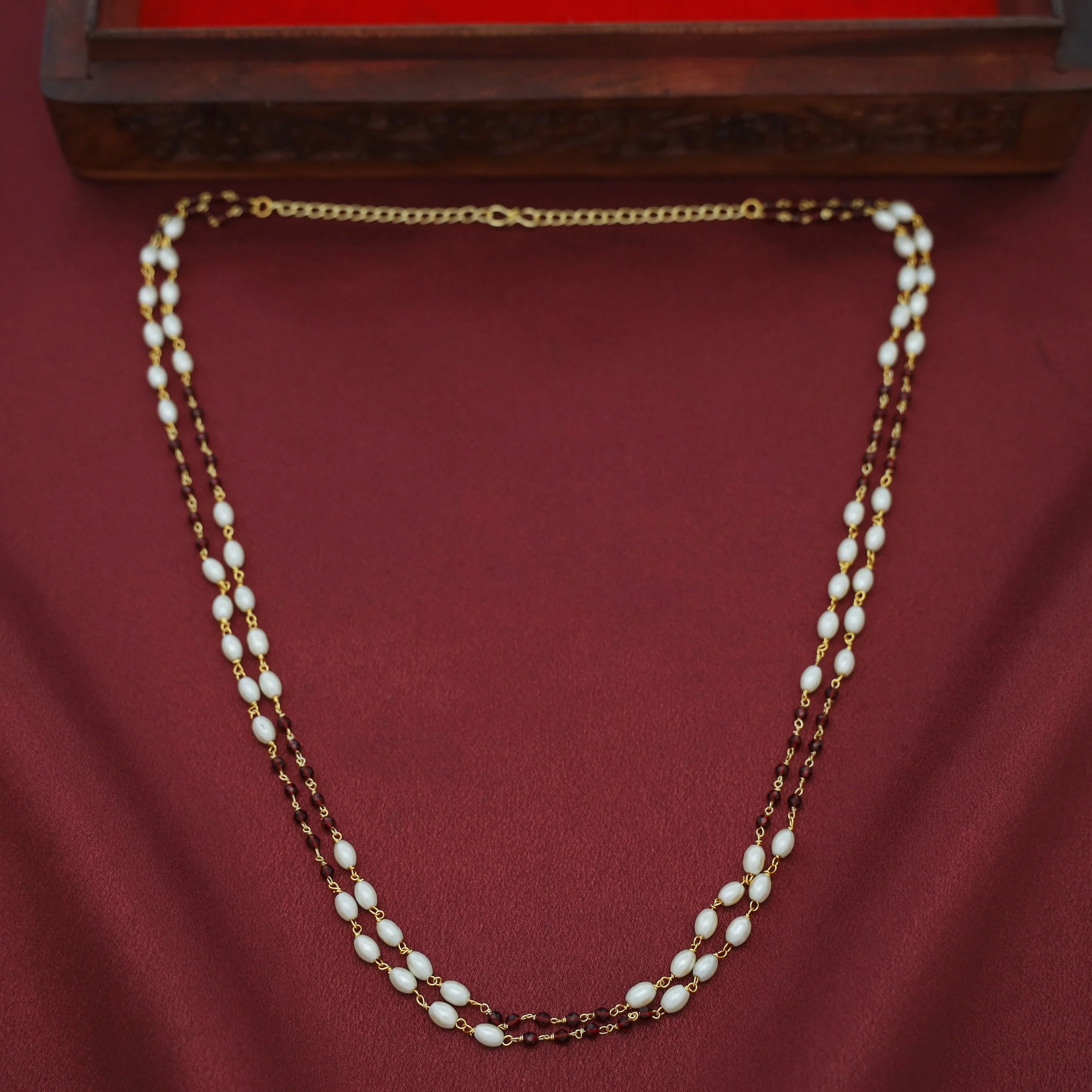 Kaami 2 Layer Rice Pearl Beaded Neckpiece - Image 9