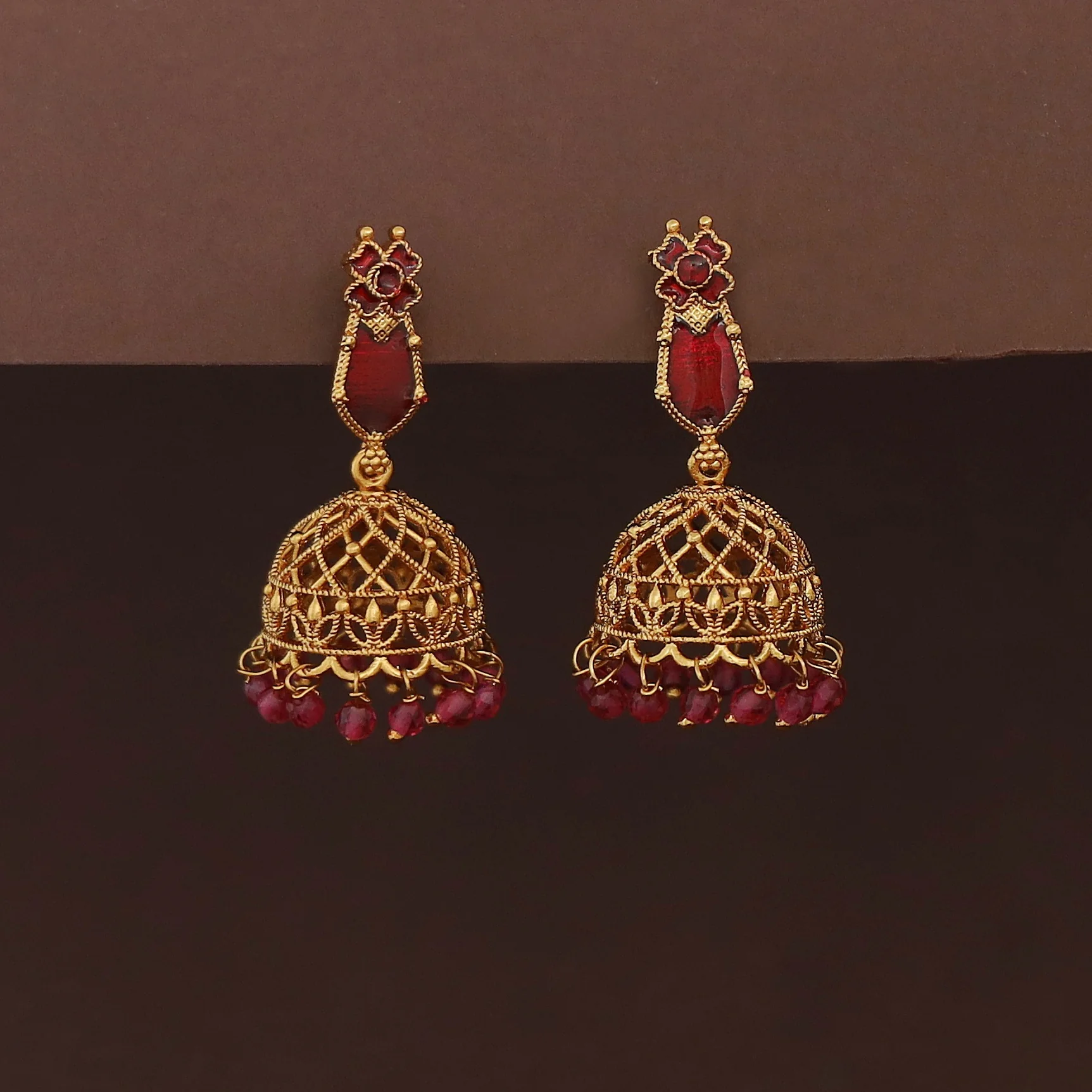 Kadhapriya Palakka Beaded Jhumka - Image 2