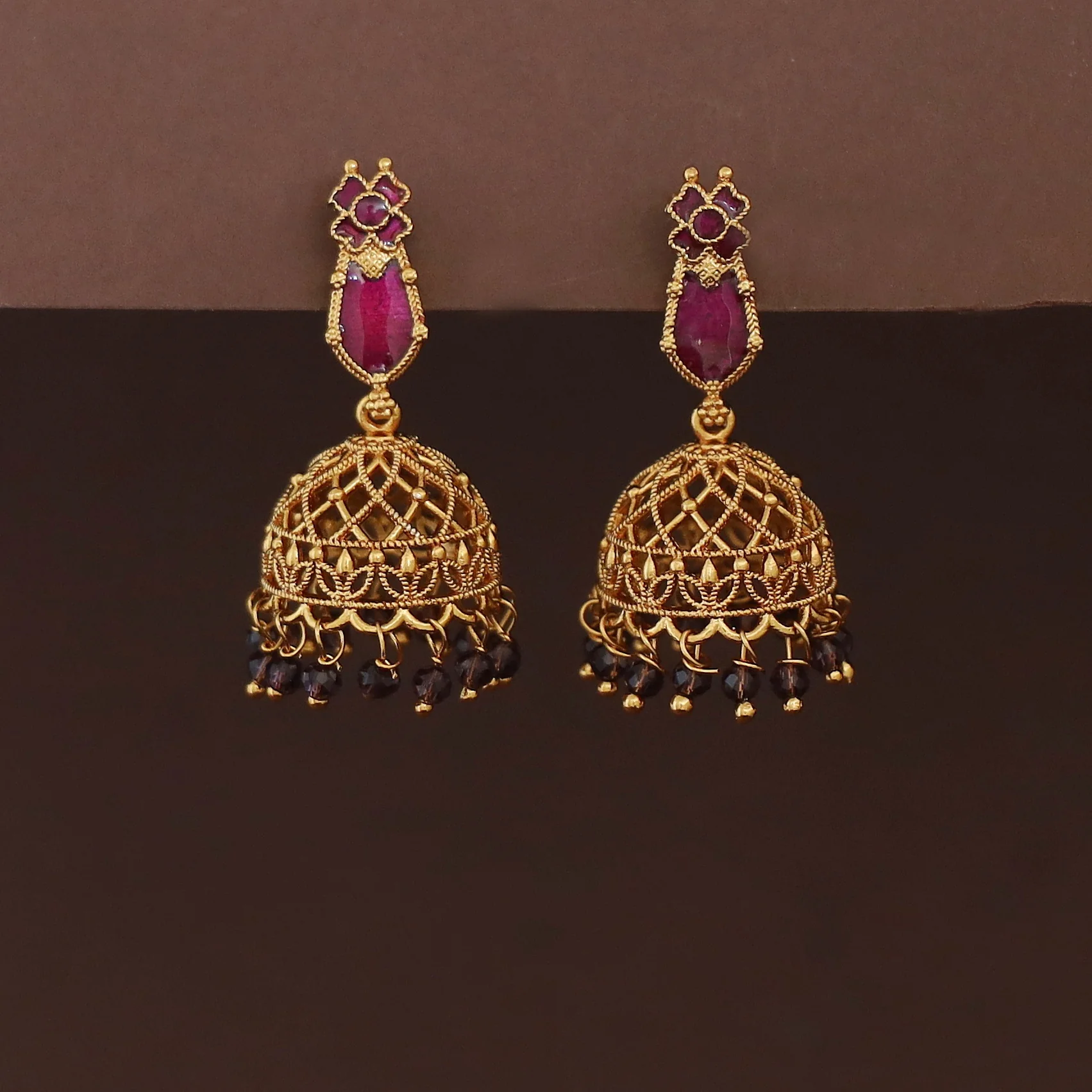 Kadhapriya Palakka Beaded Jhumka - Image 3