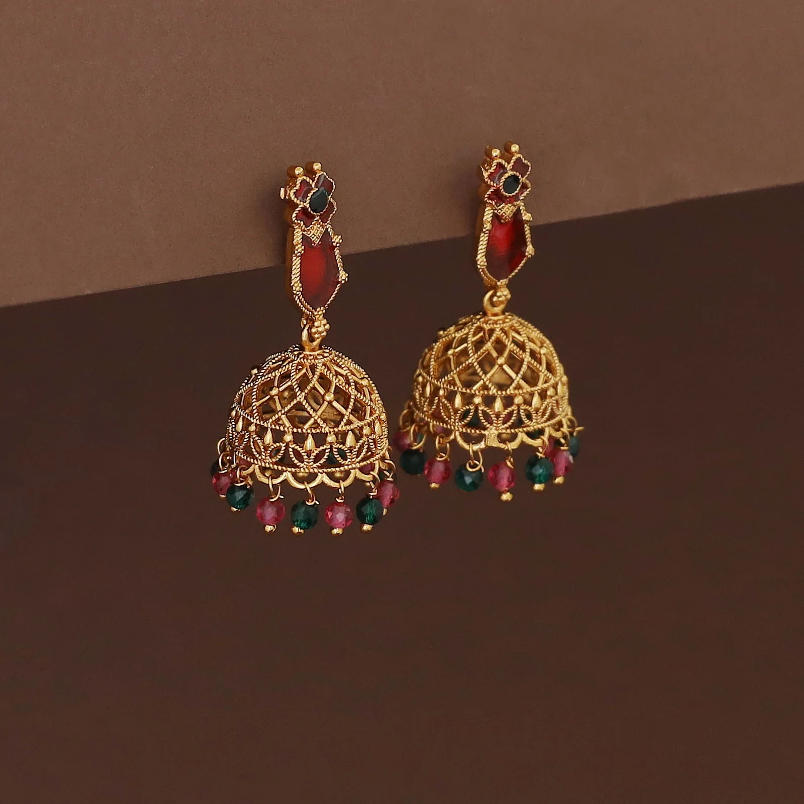 Kadhapriya Palakka Beaded Jhumka - Image 6
