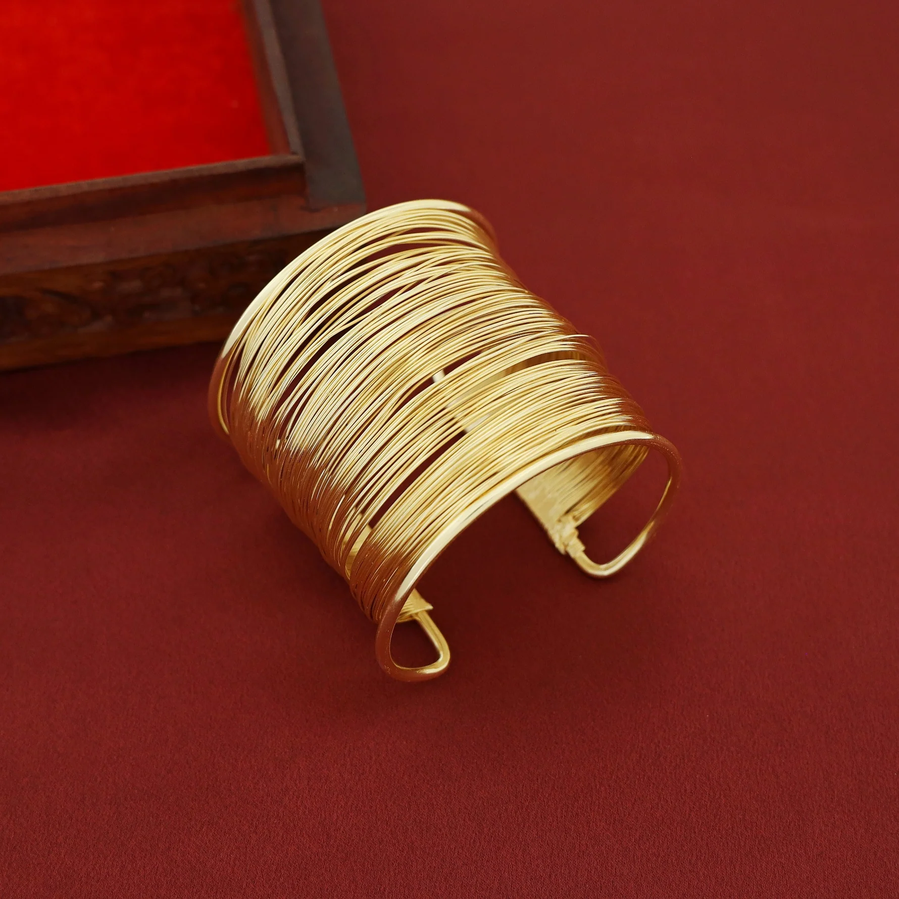 Kajol Brass Wire Wrapped Hand Cuff - Image 3