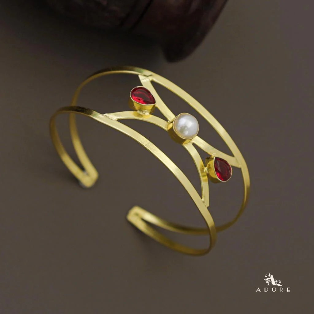 Kalpita Dual Round Glossy With Pearl Bangle - Image 2