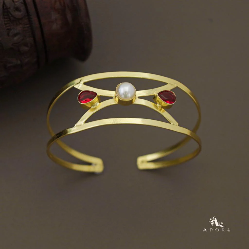 Kalpita Dual Round Glossy With Pearl Bangle - Image 3